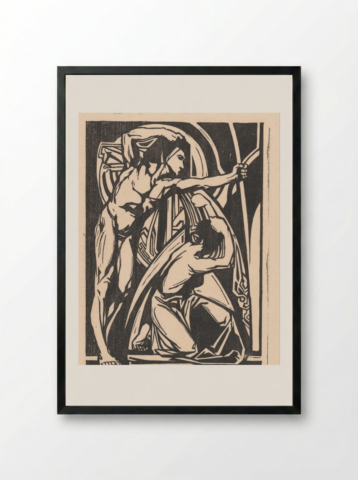 Staande man en knielende vrouw - Johannes Josephus Aarts - Framed Print Black