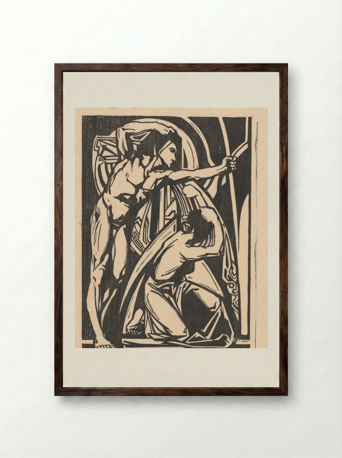 Staande man en knielende vrouw - Johannes Josephus Aarts - Framed Print Dark Wood