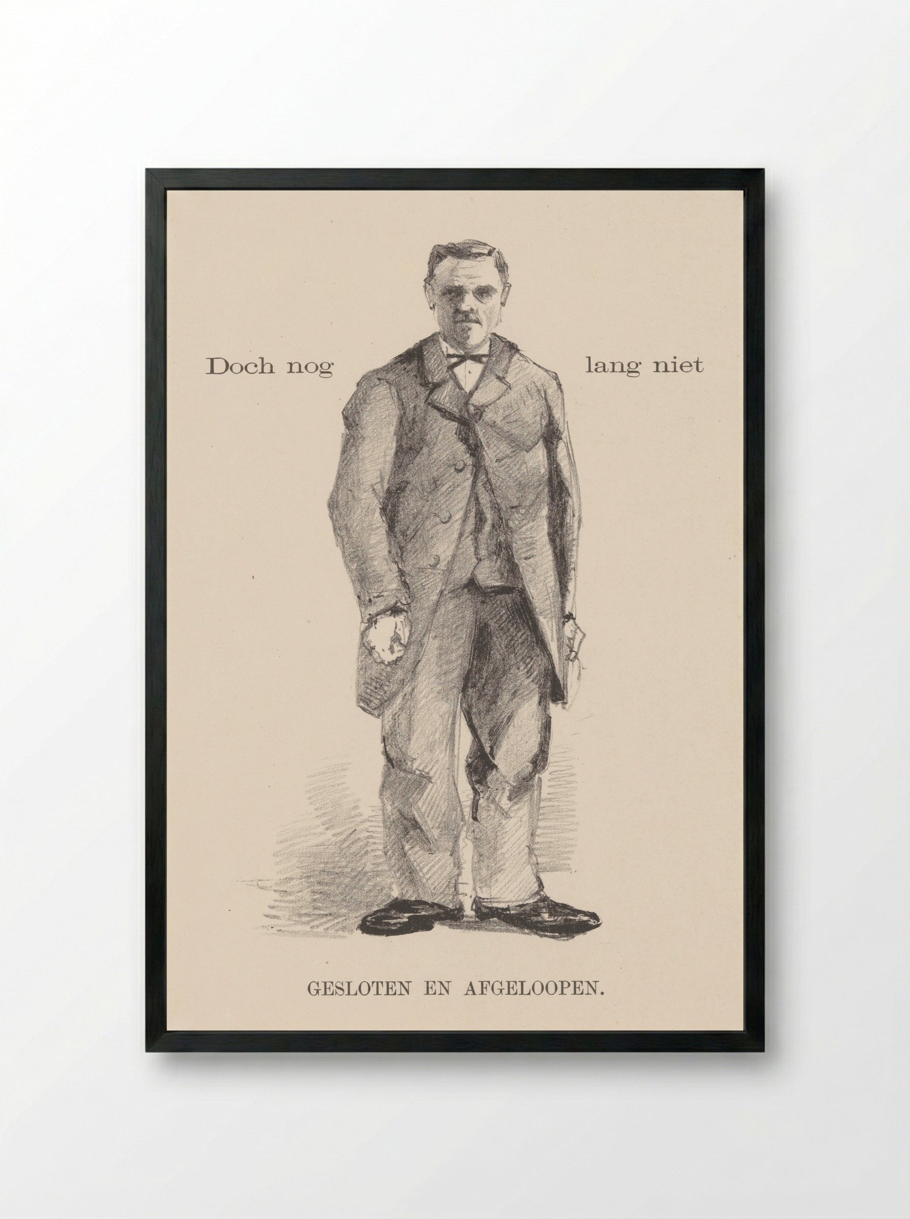 Staande man in overjas - Theo van Hoytema - Framed Print Black