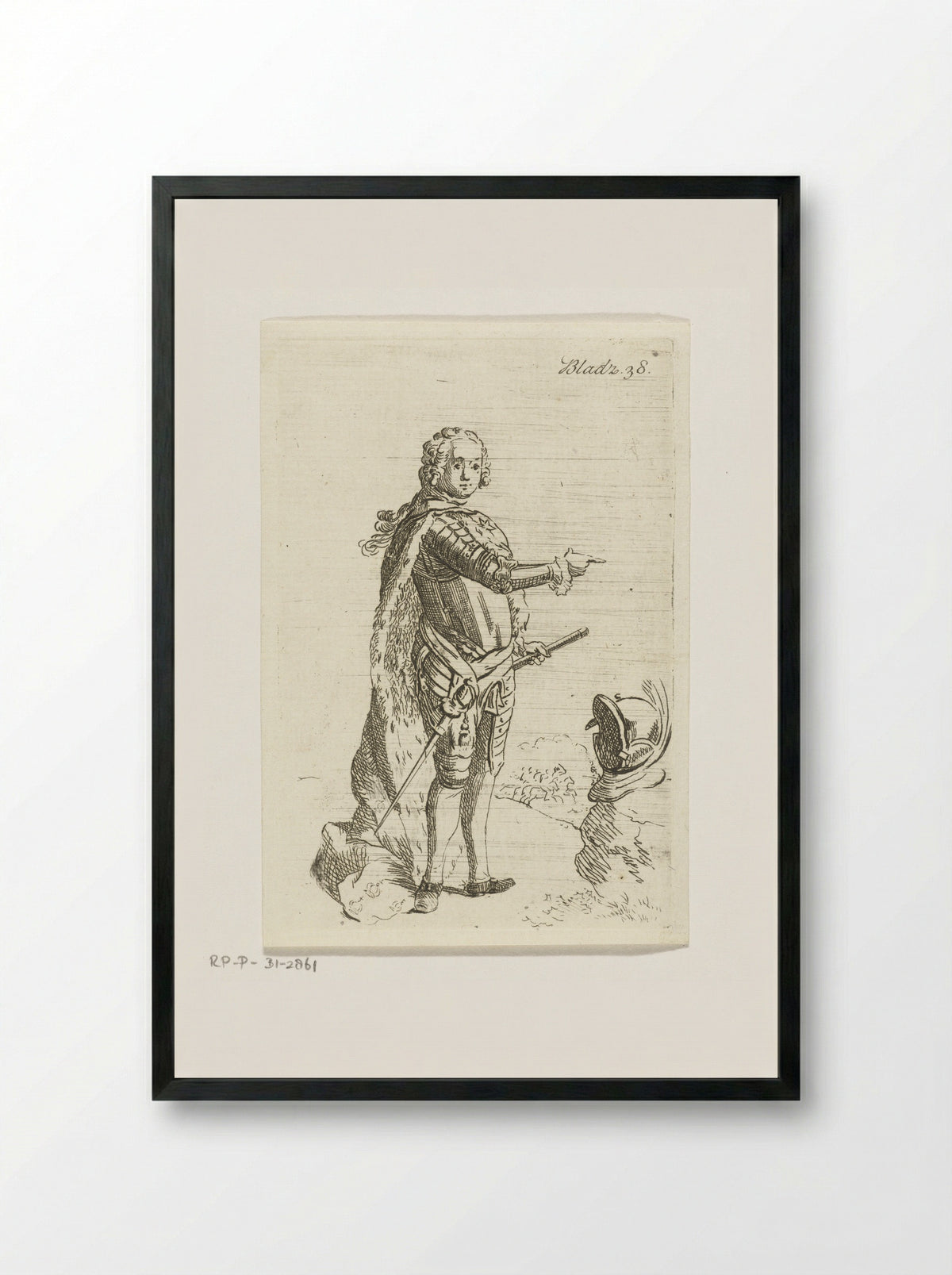 Staande man in wapenrusting - Anthonie van den Bos - Framed Print Black