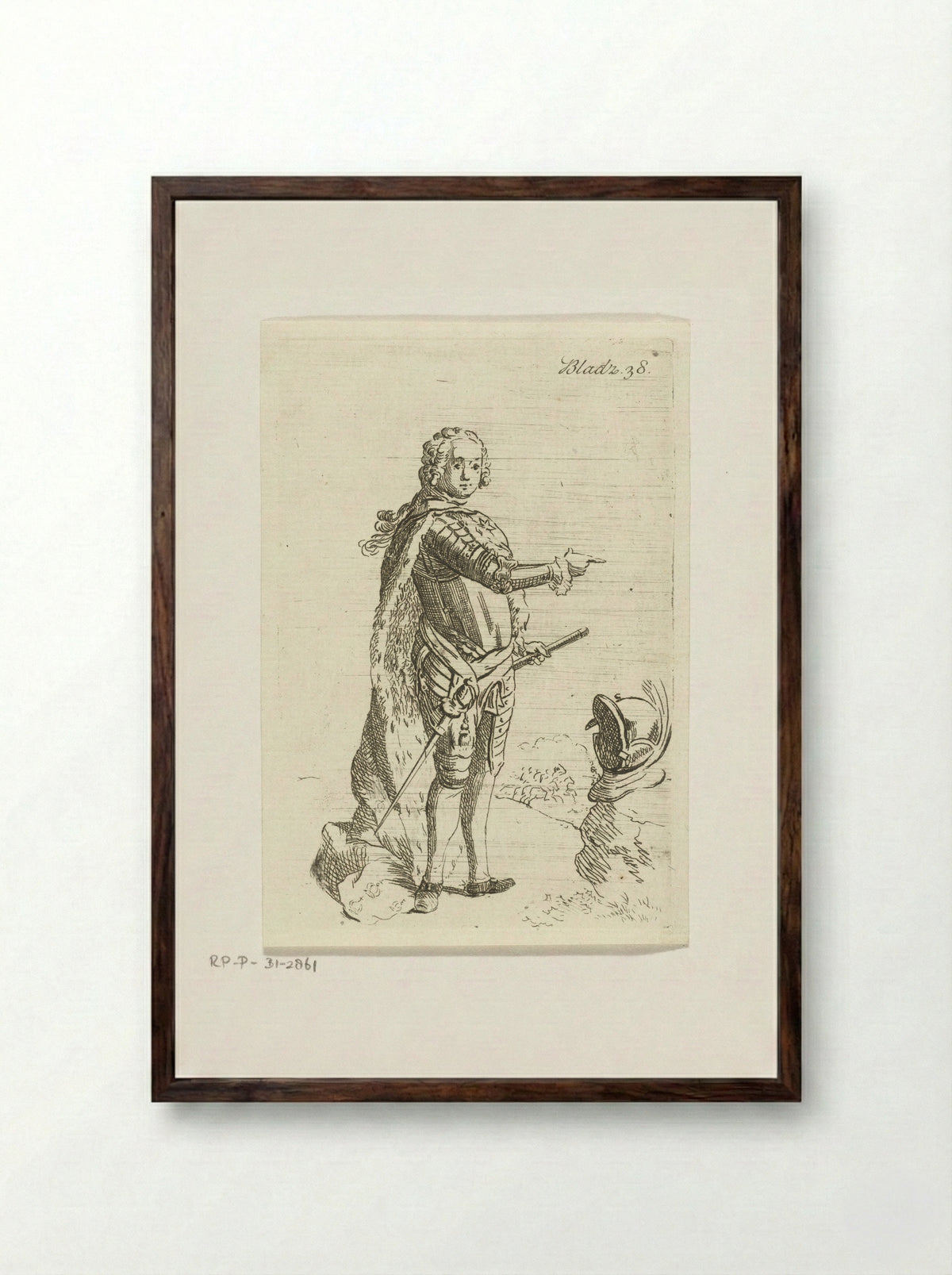 Staande man in wapenrusting - Anthonie van den Bos - Framed Print Dark Wood