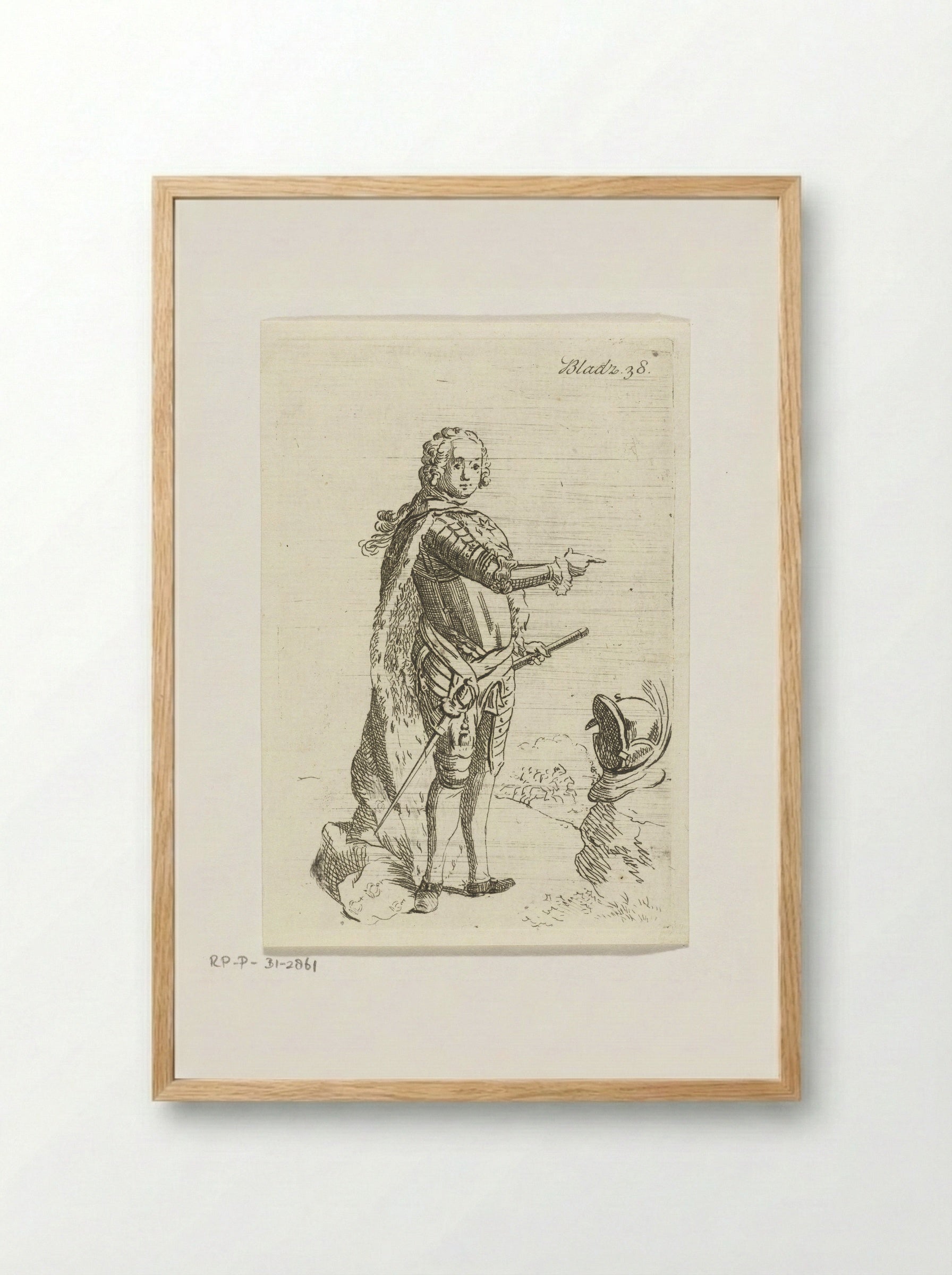 Staande man in wapenrusting - Anthonie van den Bos - Framed Print Wood
