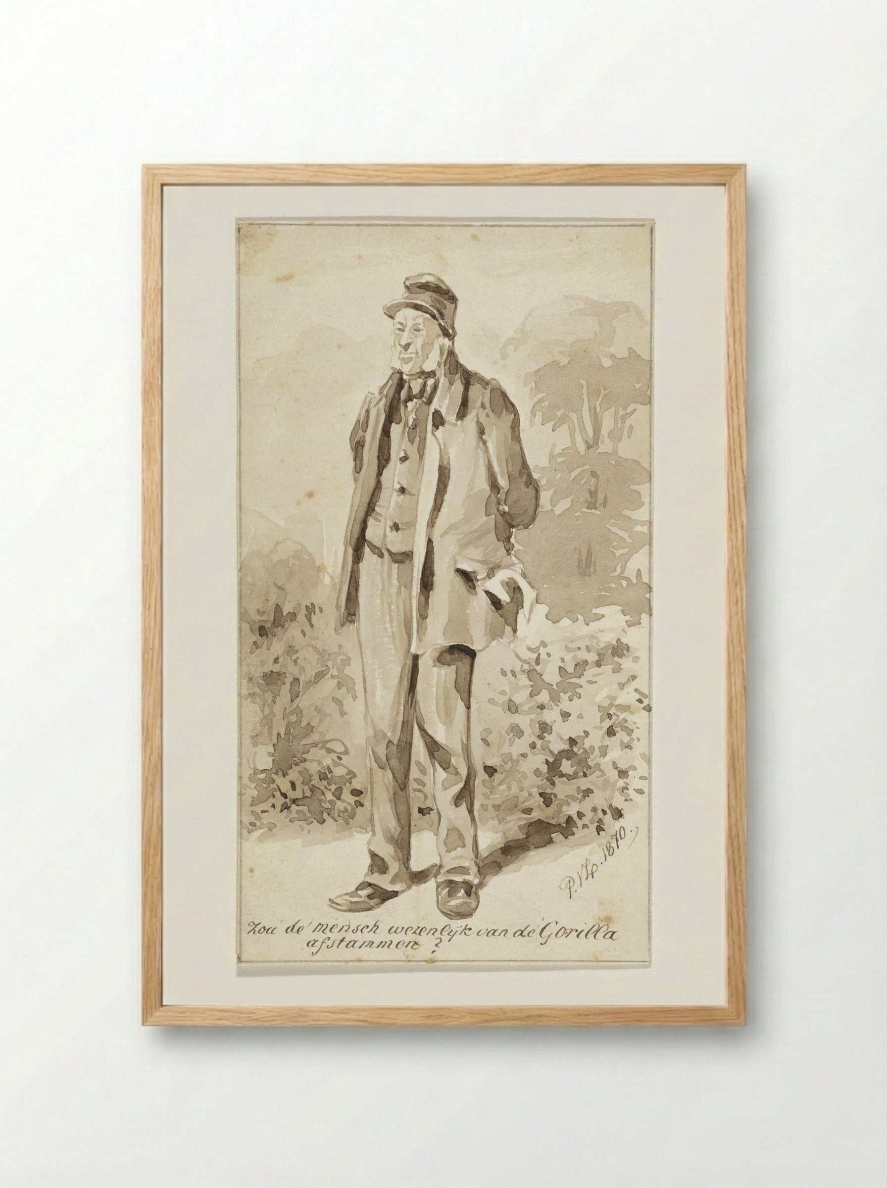 Staande man met bakkebaarden - Pieter van Loon - Framed Print Wood