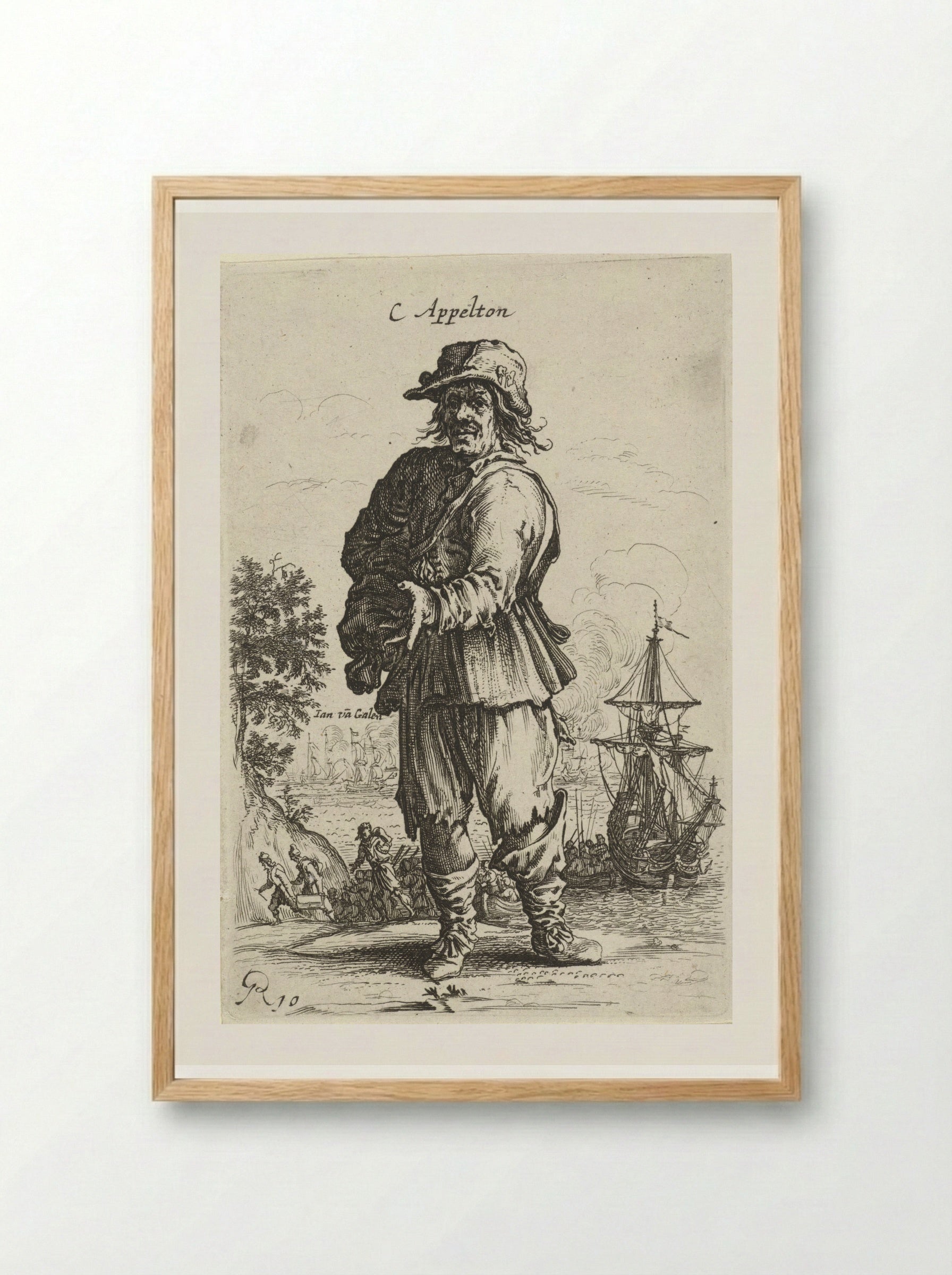 Staande man, wijzend met linkerhand - Salomon Savery - Framed Print Wood