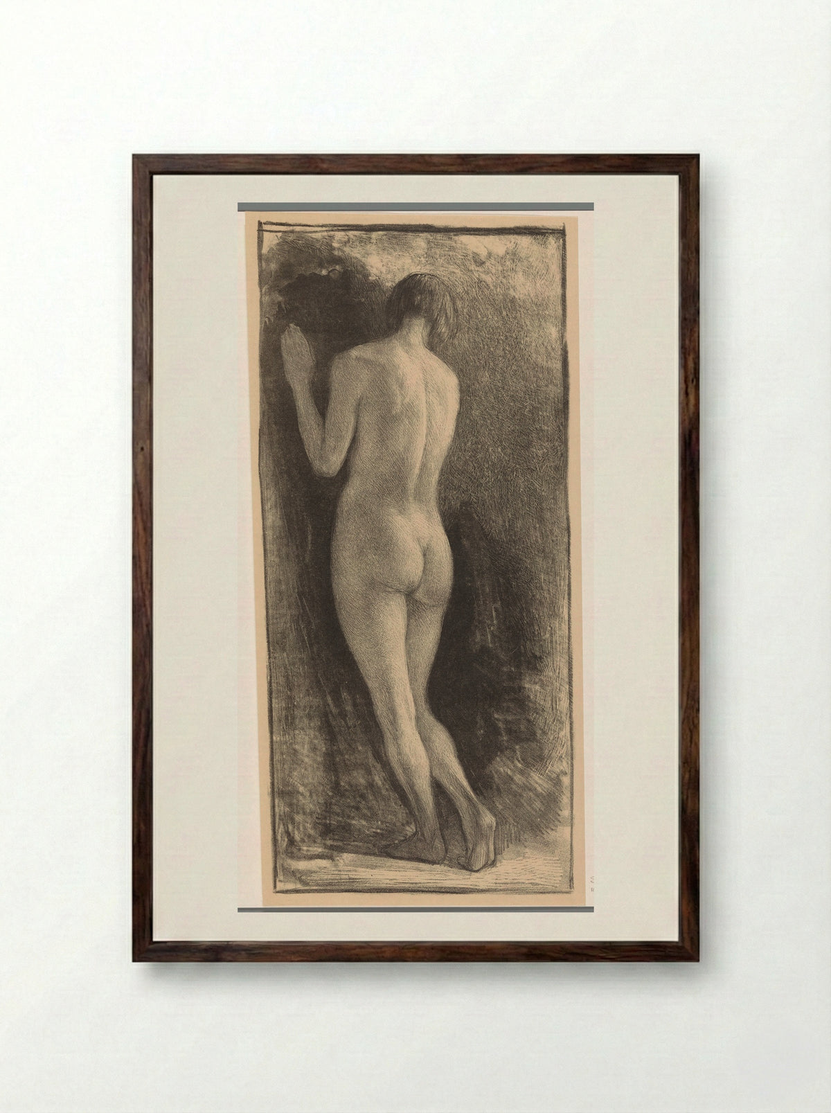 Staande naakte vrouw - Simon Moulijn - Framed Print Dark Wood