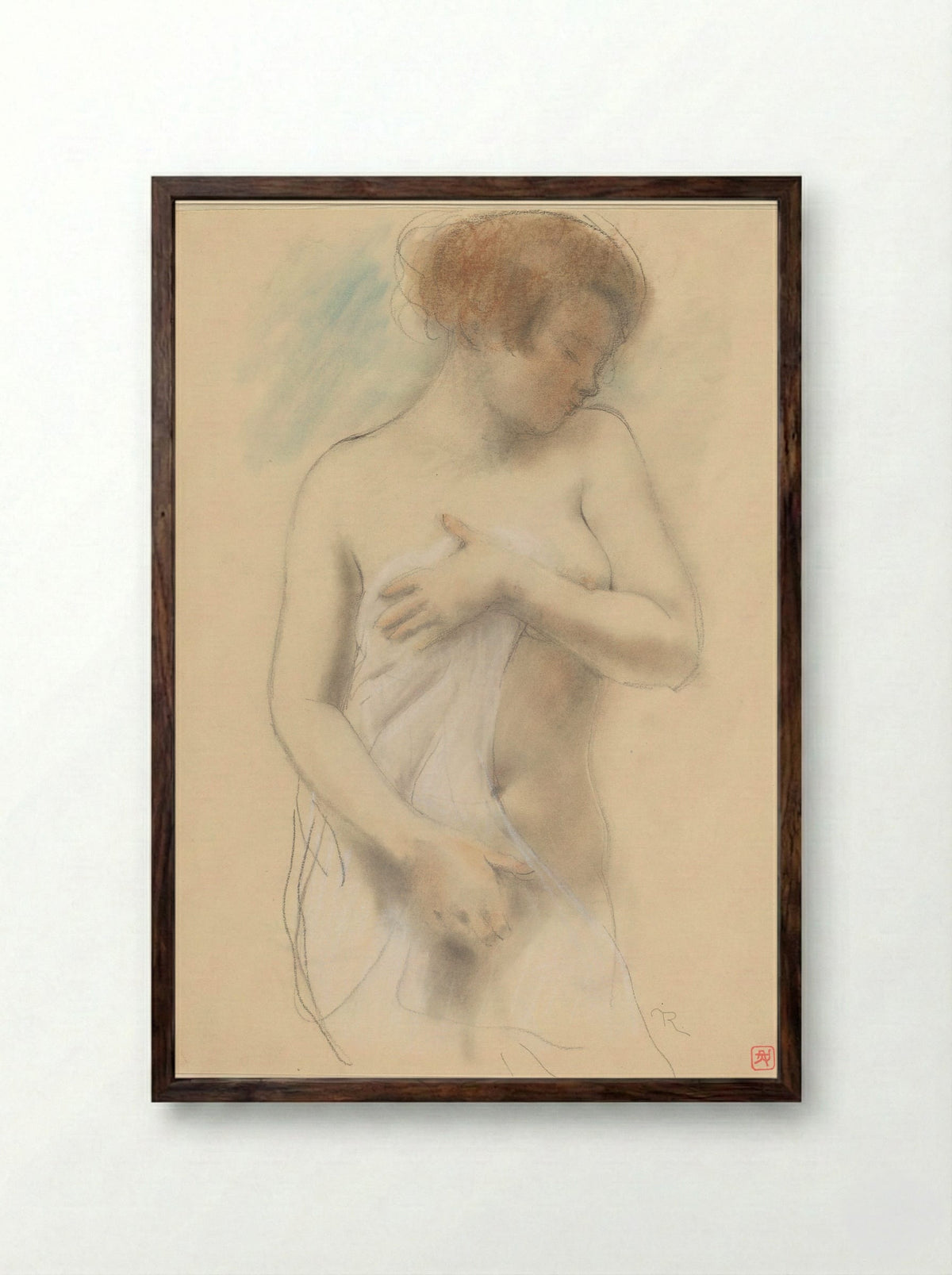 Staande naakte vrouw - Armand Rassenfosse - Framed Print Dark Wood