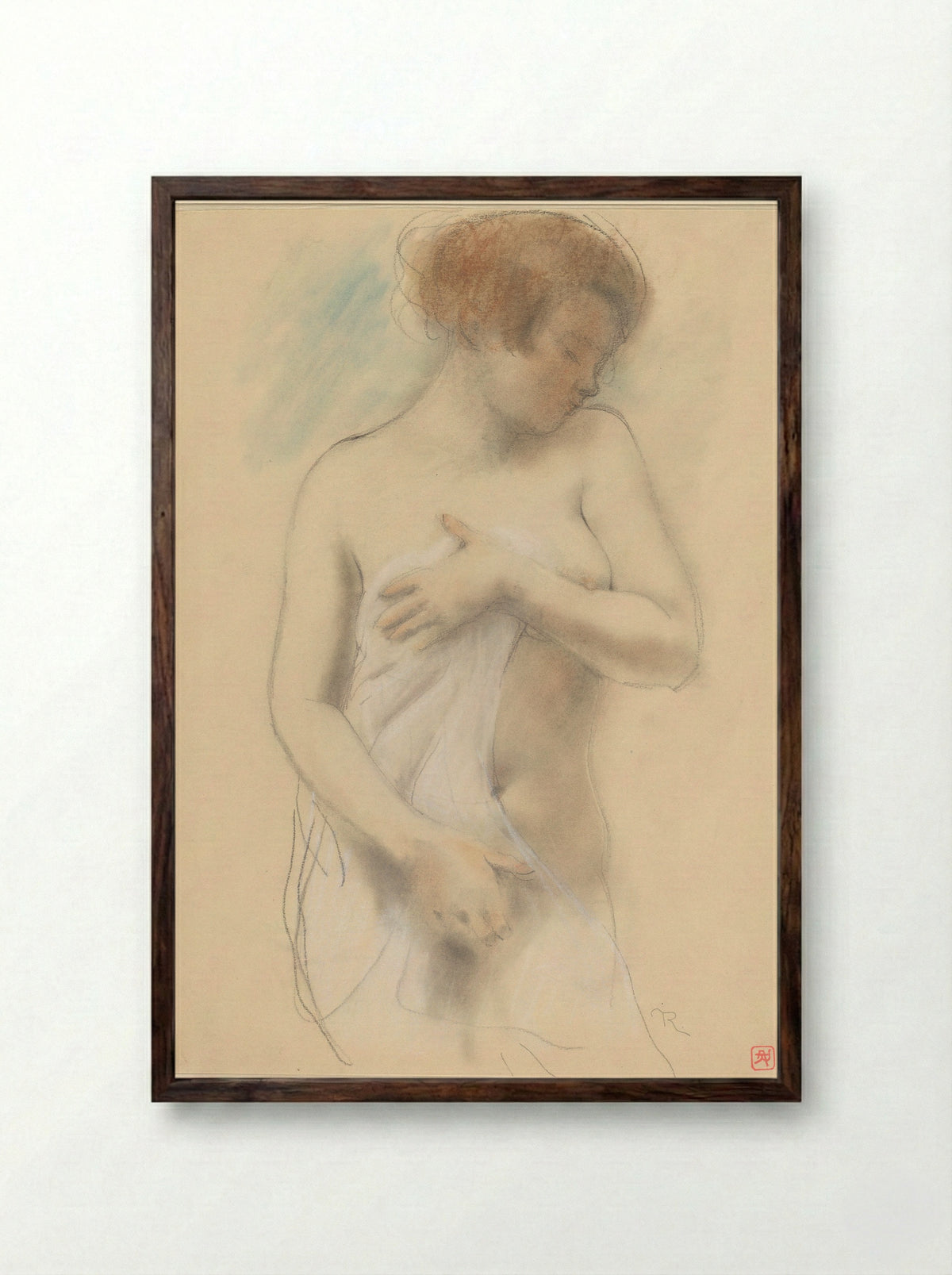 Staande naakte vrouw - Armand Rassenfosse - Framed Print Dark Wood