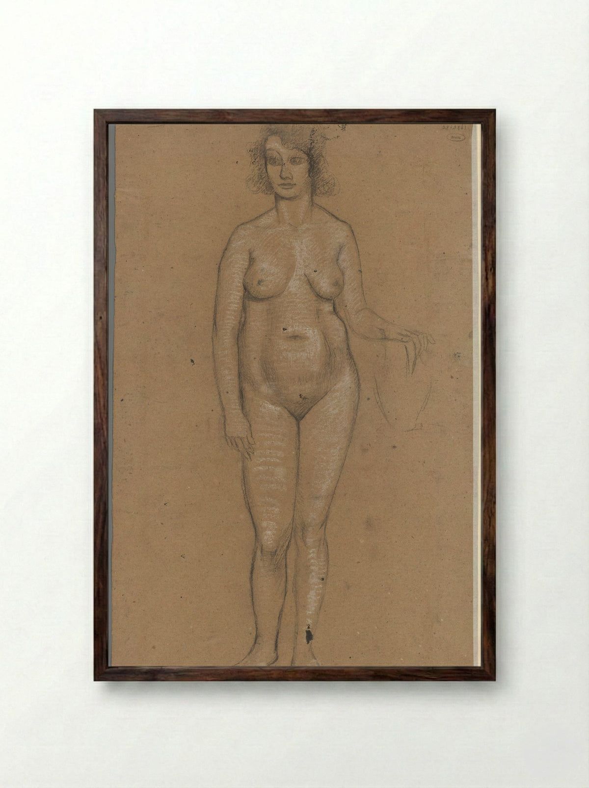 Staande naakte vrouw - Roelf Gerbrands - Framed Print Dark Wood