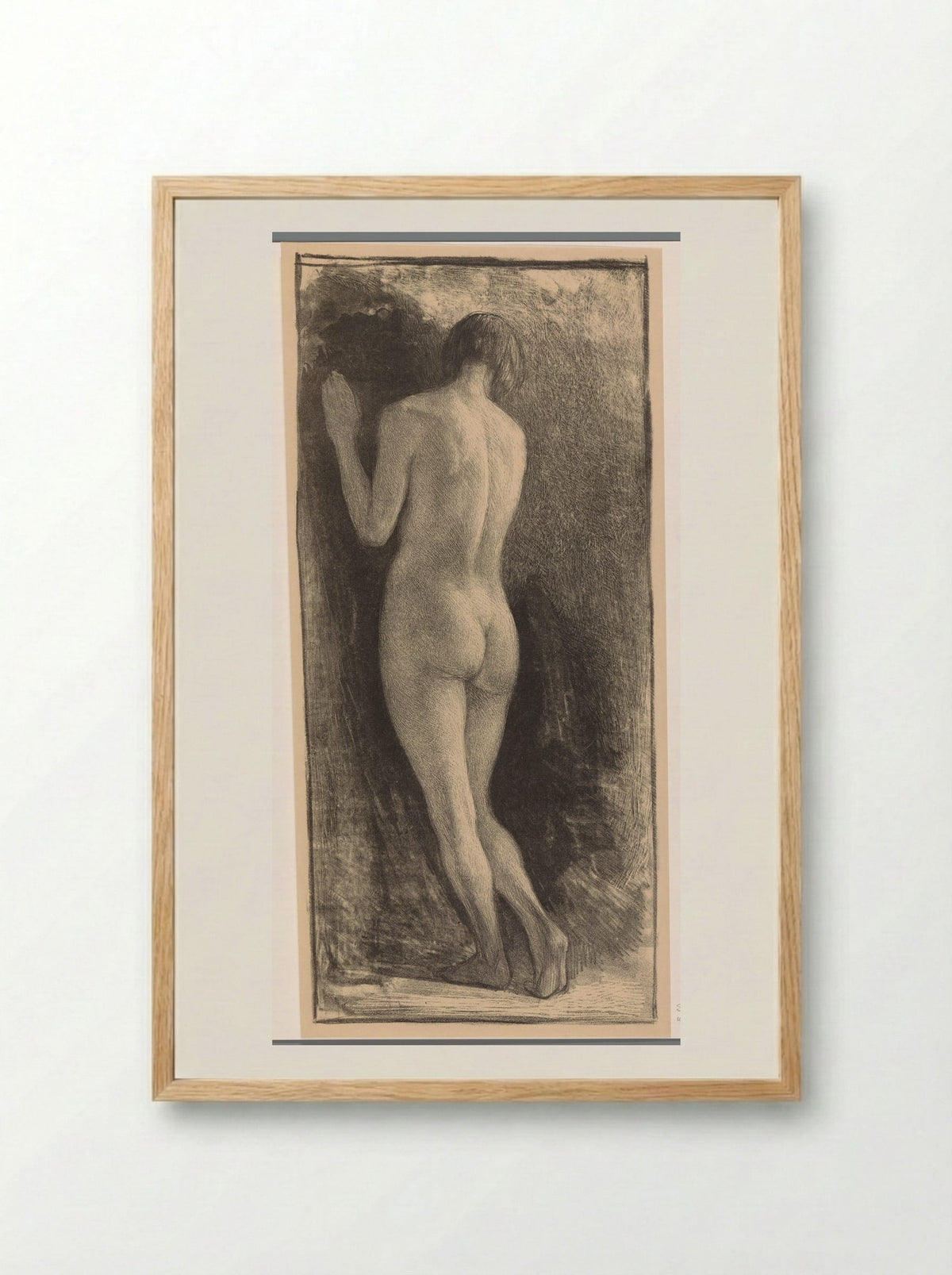 Staande naakte vrouw - Simon Moulijn - Framed Print Wood