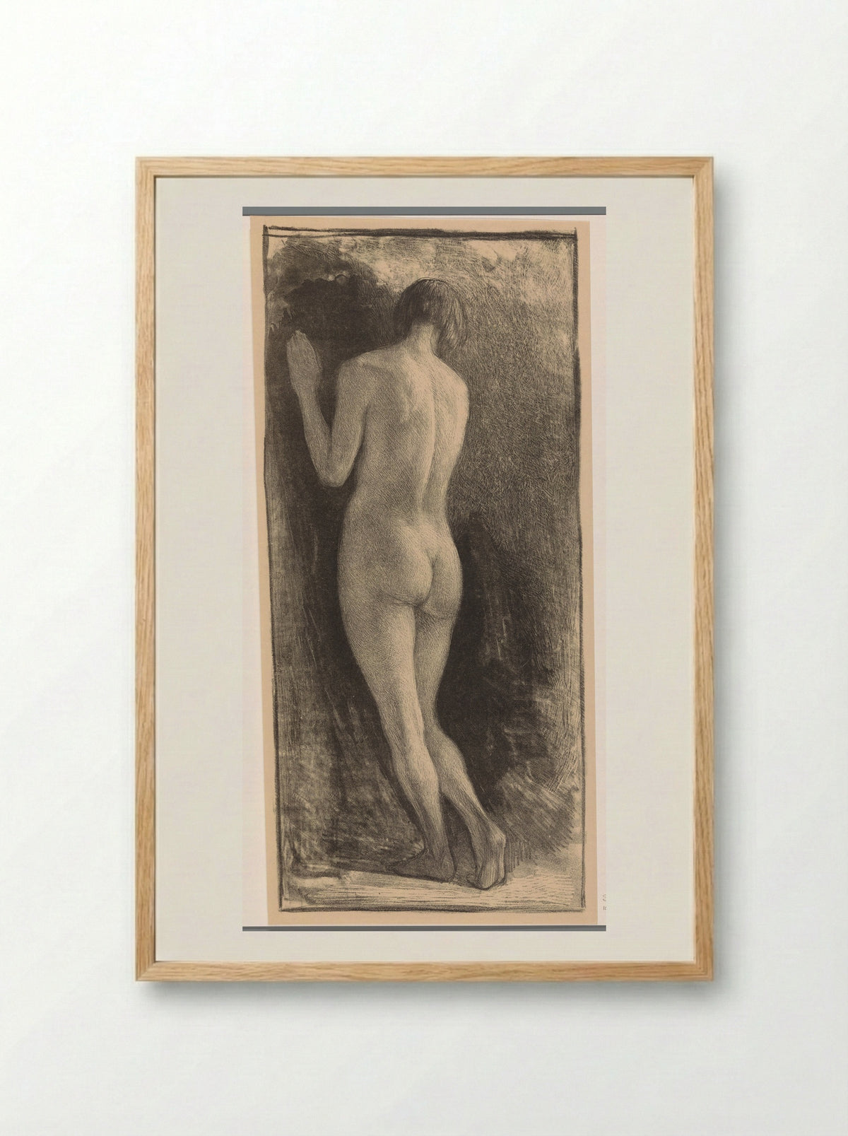 Staande naakte vrouw - Simon Moulijn - Framed Print Wood