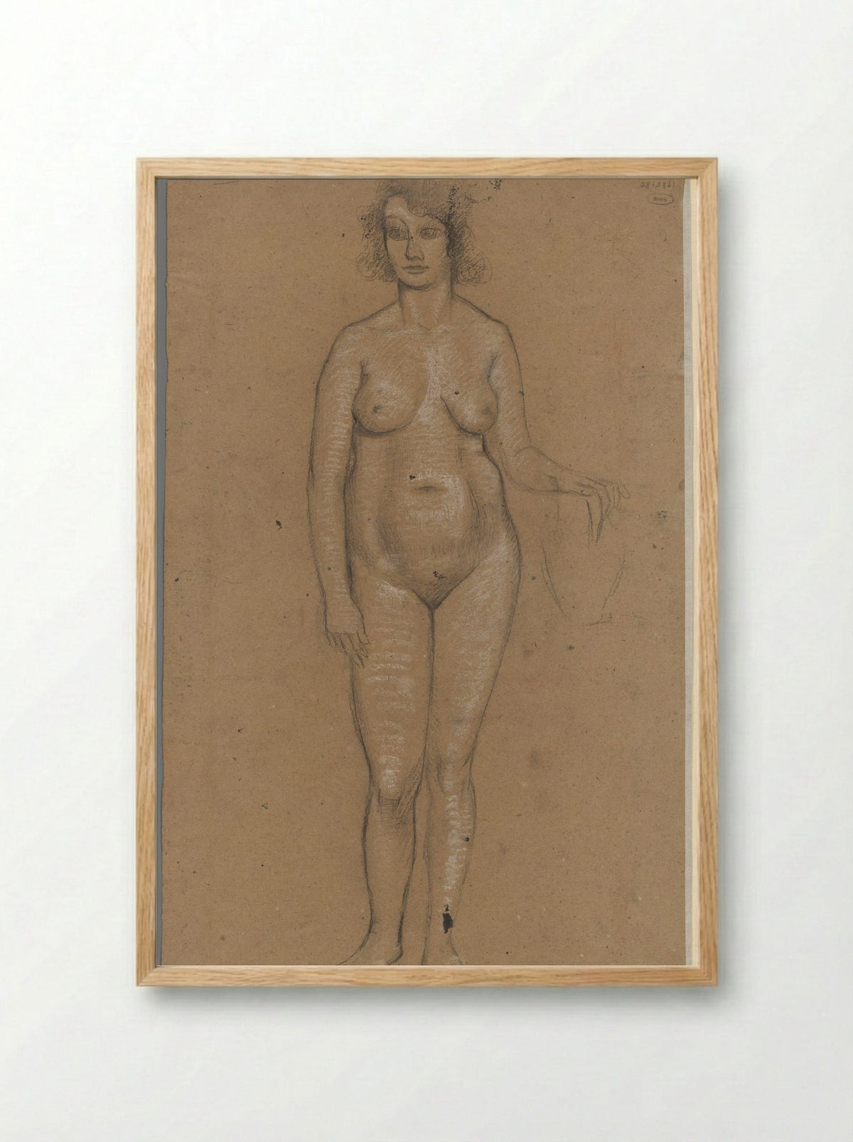 Staande naakte vrouw - Roelf Gerbrands - Framed Print Wood