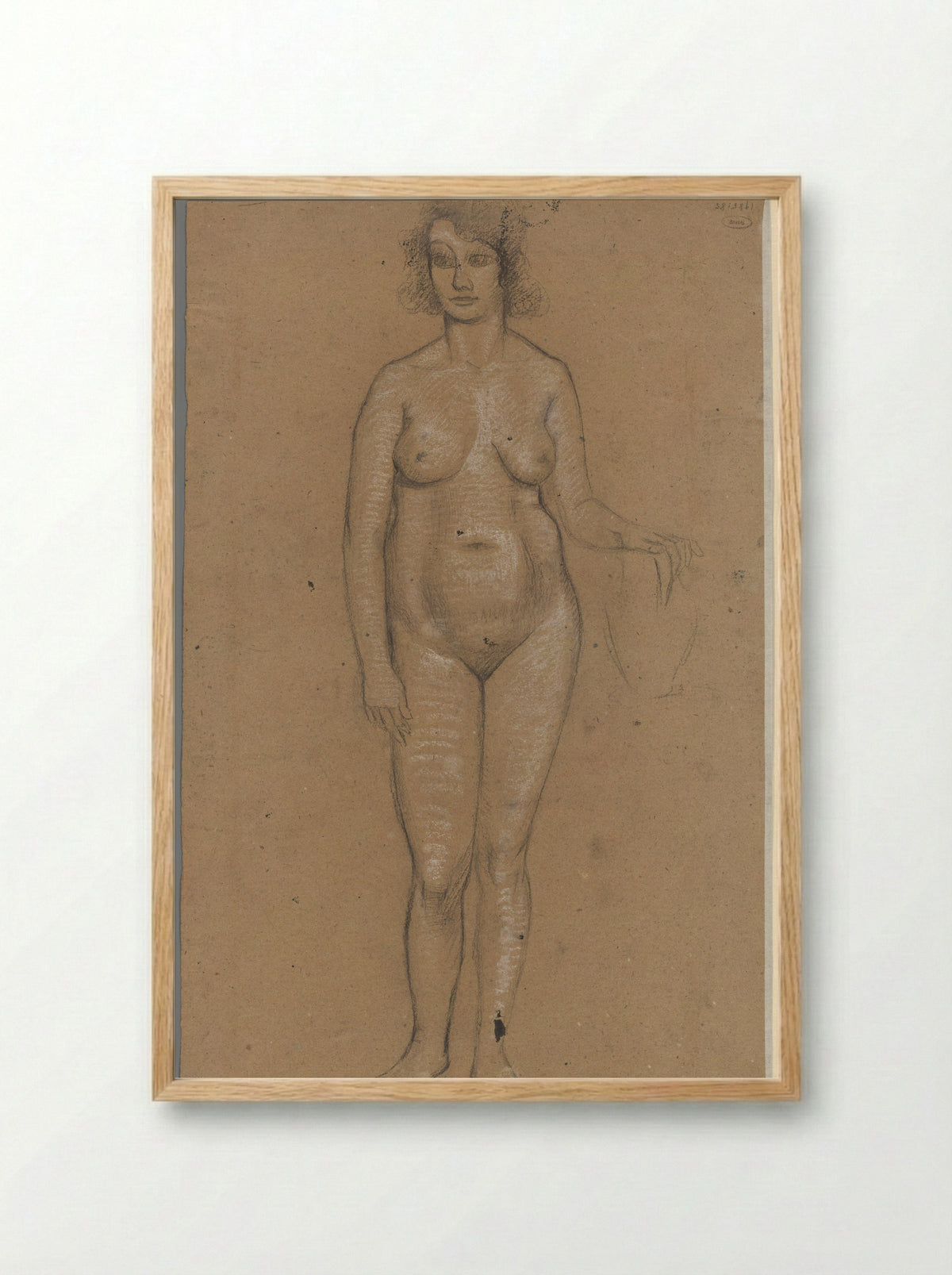 Staande naakte vrouw - Roelf Gerbrands - Framed Print Wood