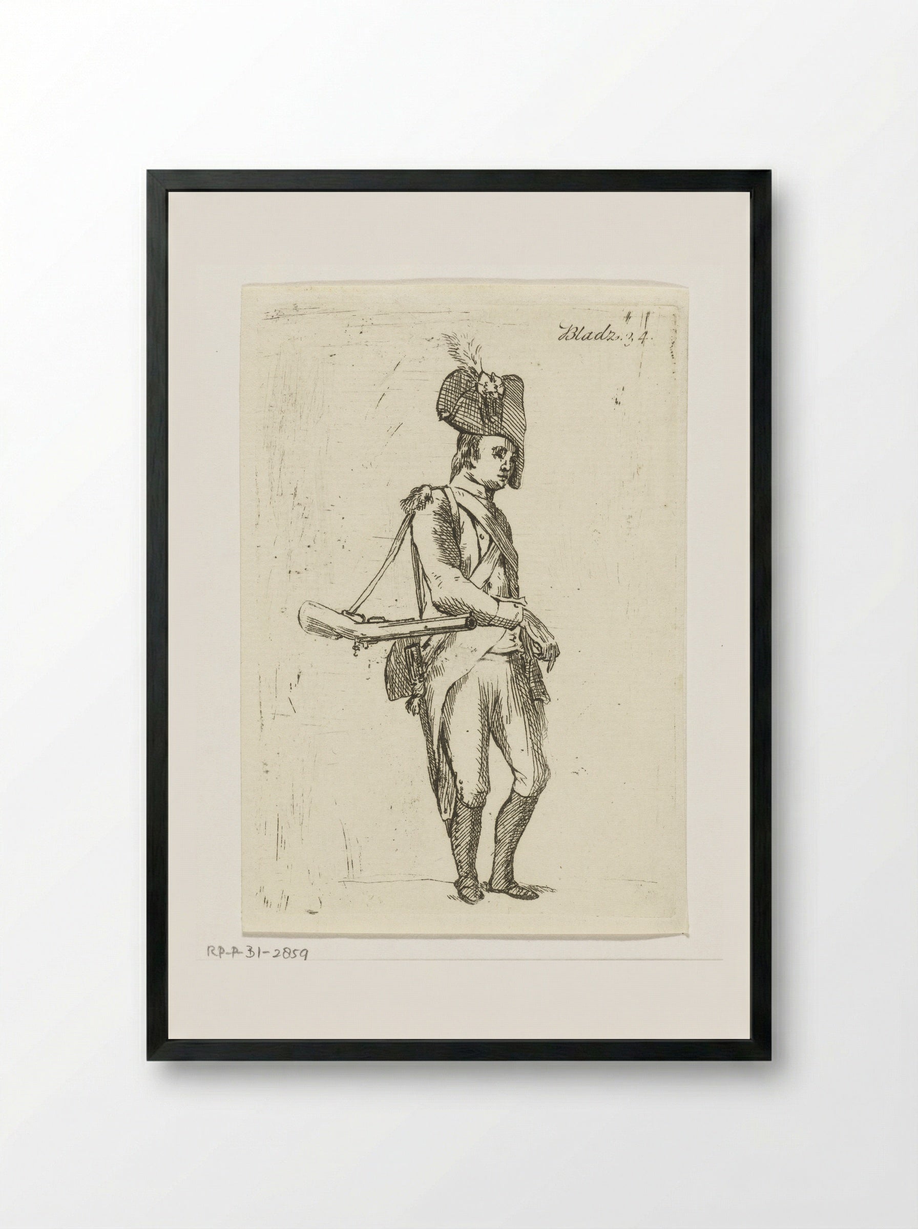Staande soldaat met geweer - Anthonie van den Bos - Framed Print Black
