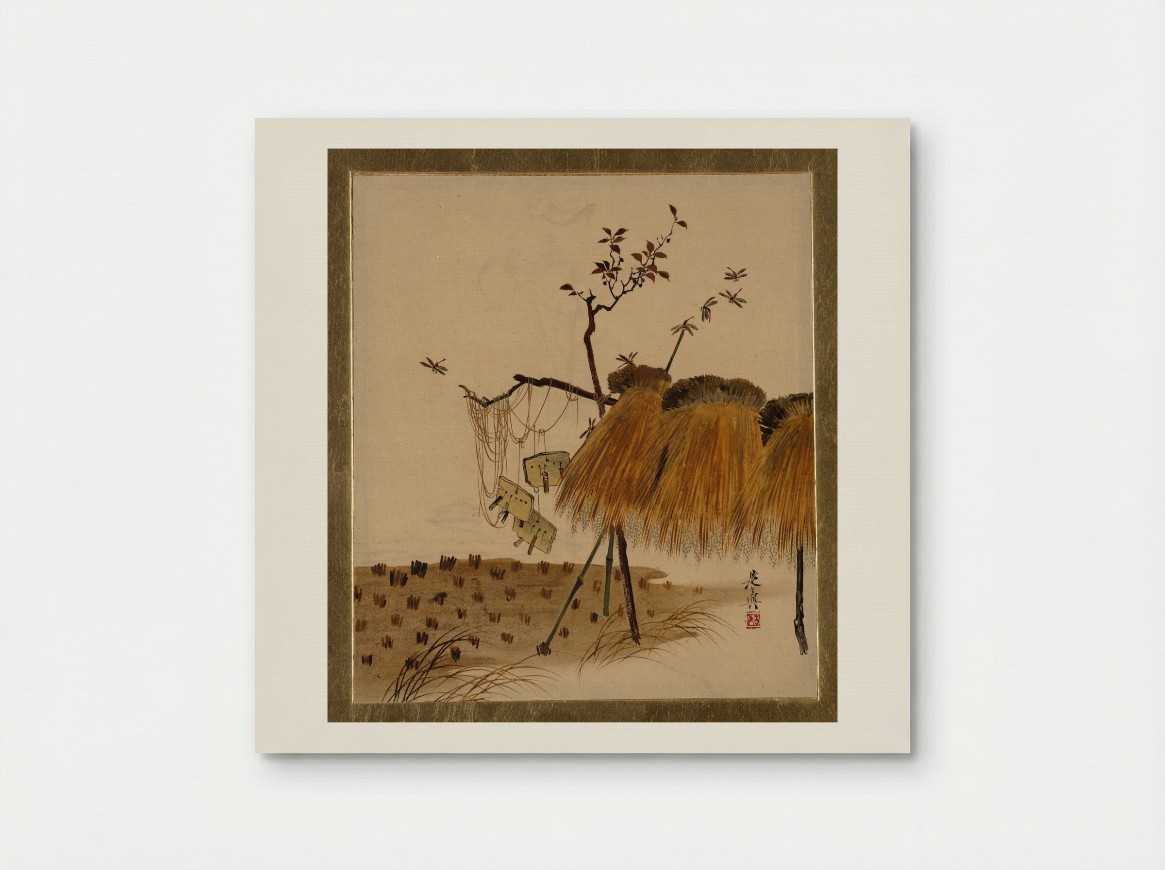 Stack of Rice and Dragonflies - Shibata Zeshin - Poster