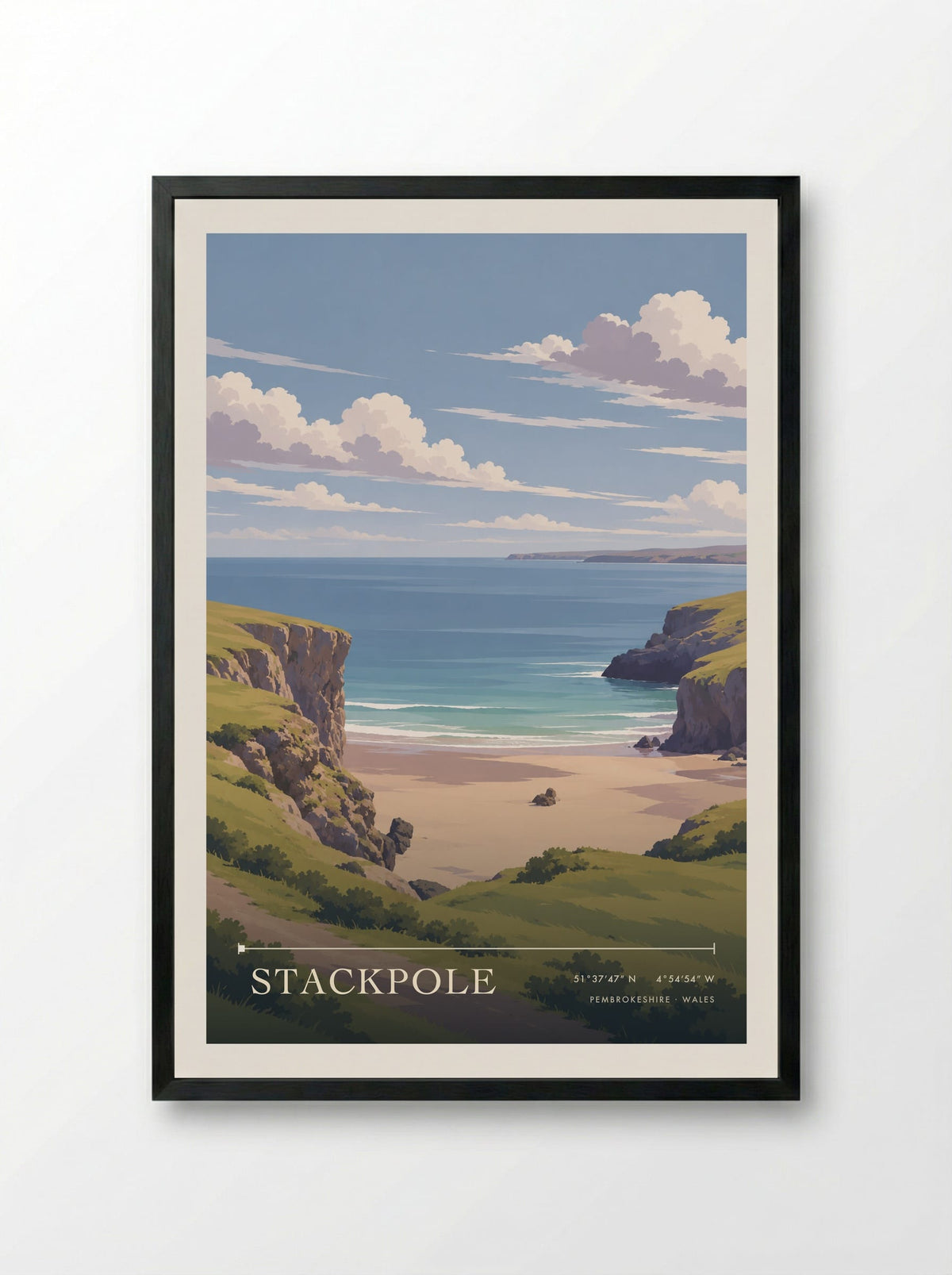 Stackpole, Pembrokeshire | Travel Poster - Framed Print Black