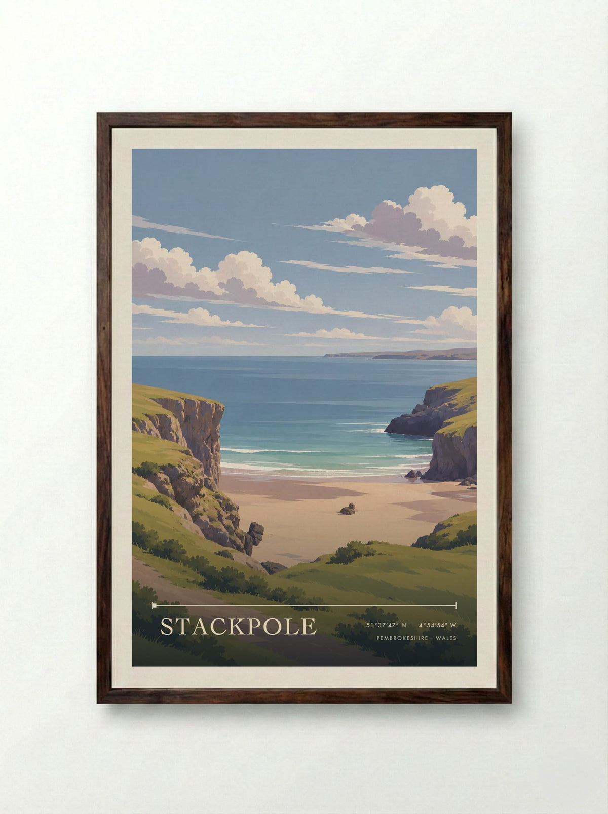 Stackpole, Pembrokeshire | Travel Poster - Framed Print Dark Wood