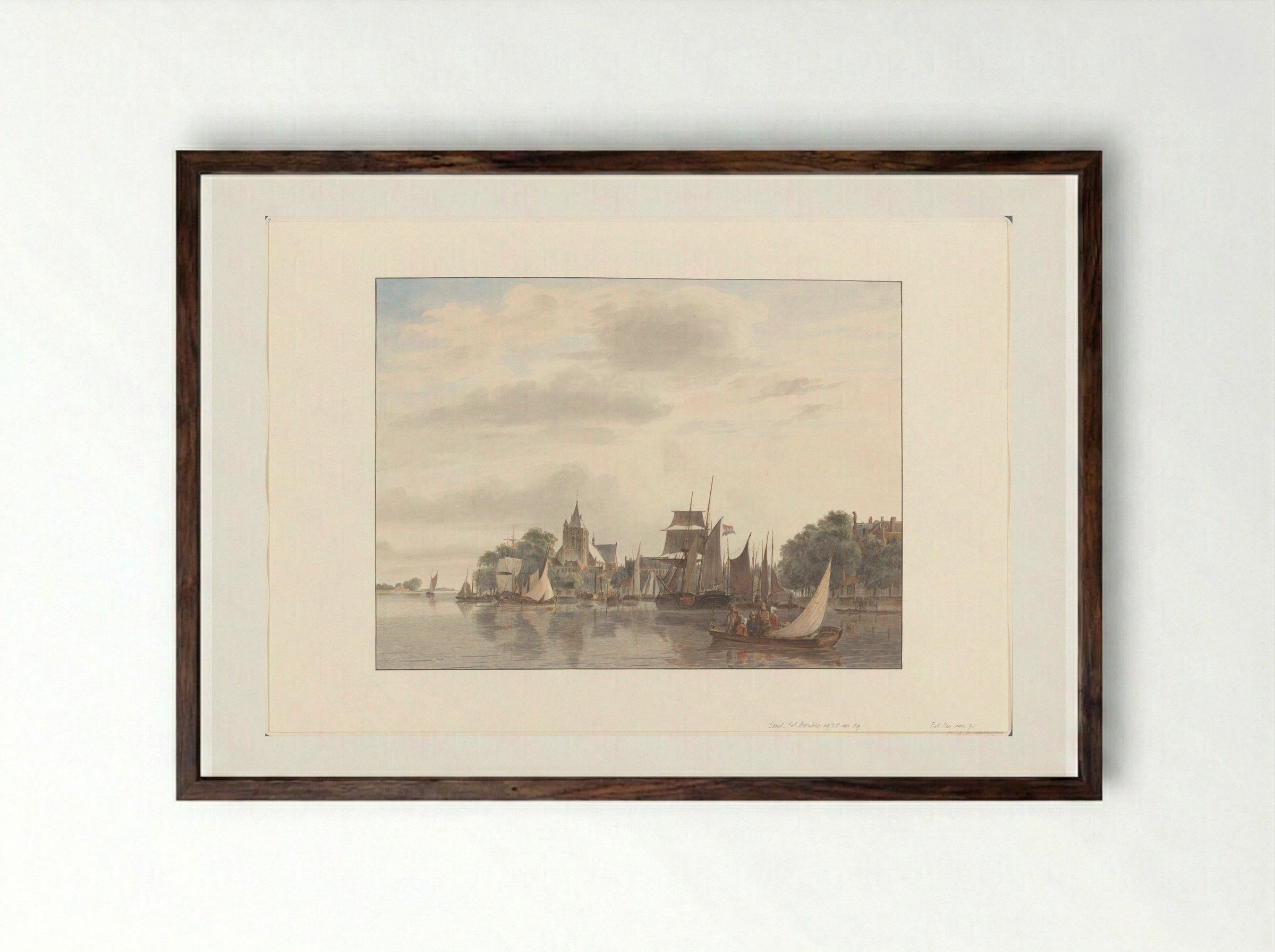 Stad aan het water - Hendrik Abraham Klinkhamer - Framed Print Dark Wood