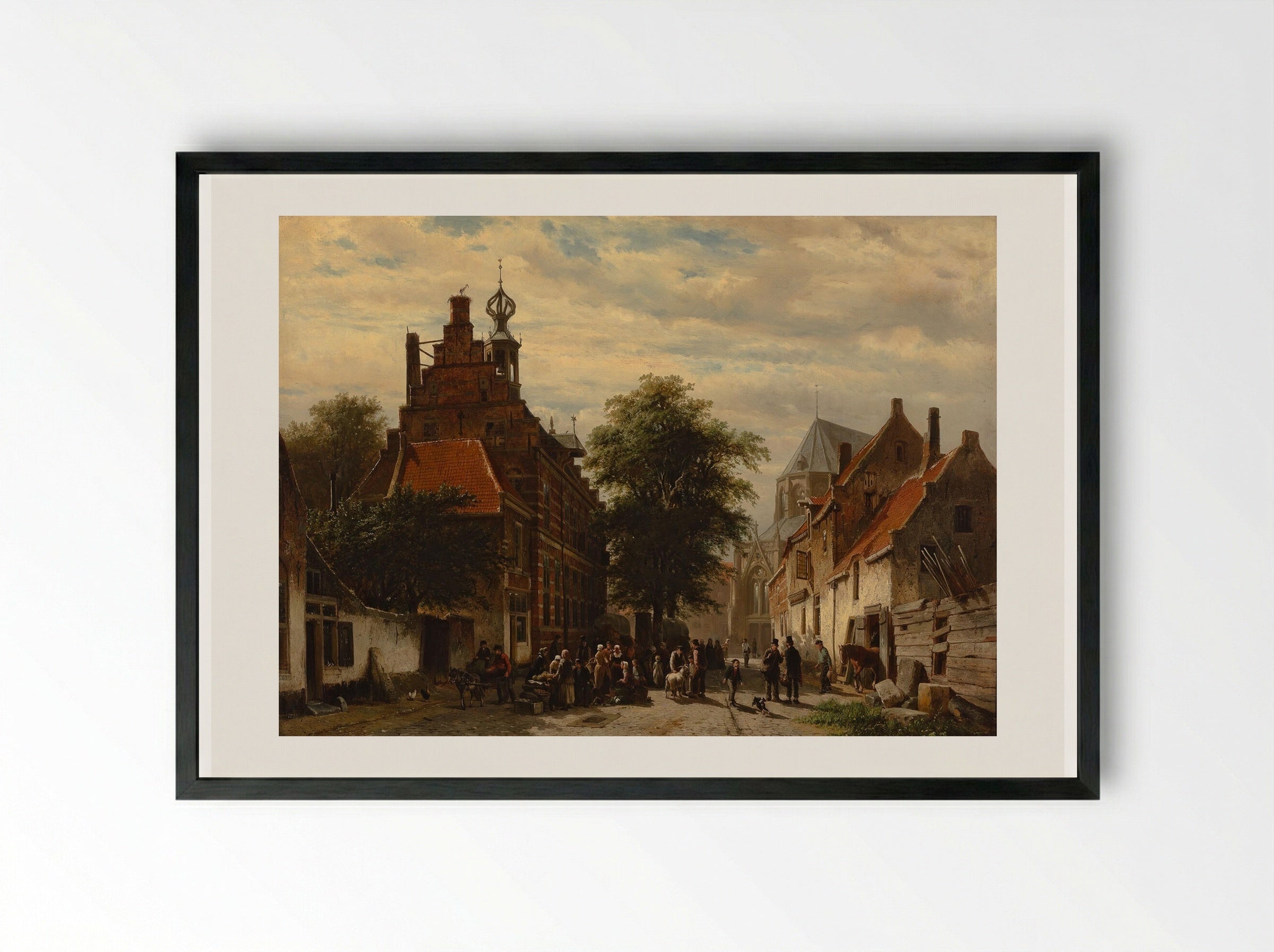 Stadhuis en Markt te Naarden - Cornelis Springer - Framed Print Black