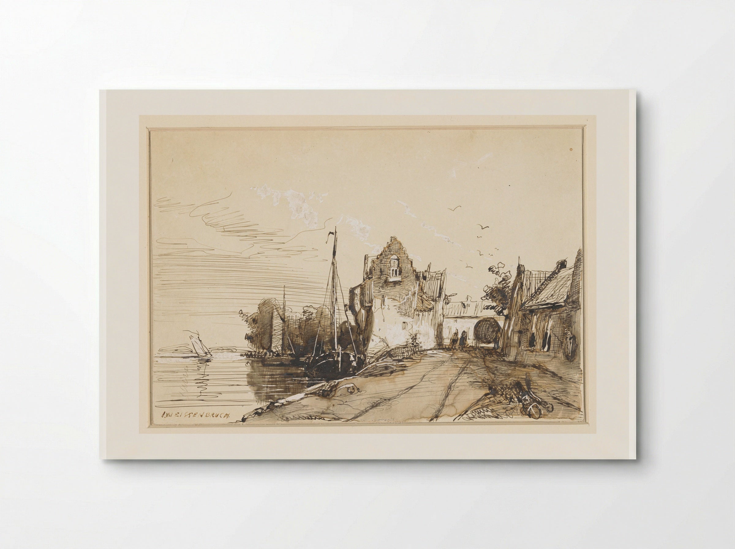 Stadje aan een rivier - Jan Weissenbruch - Poster