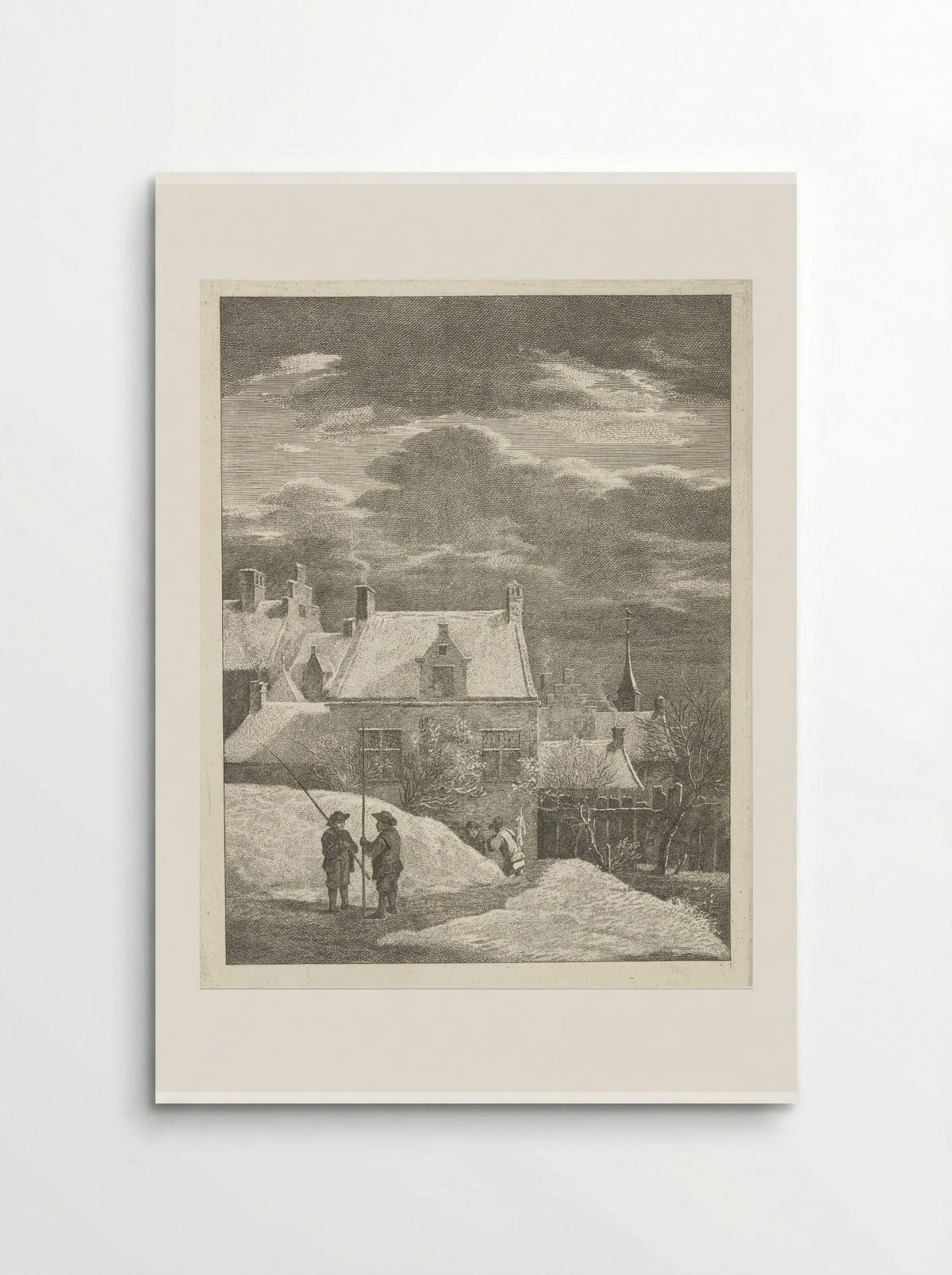 Stadsgezicht in de sneeuw - Abraham Delfos - Poster