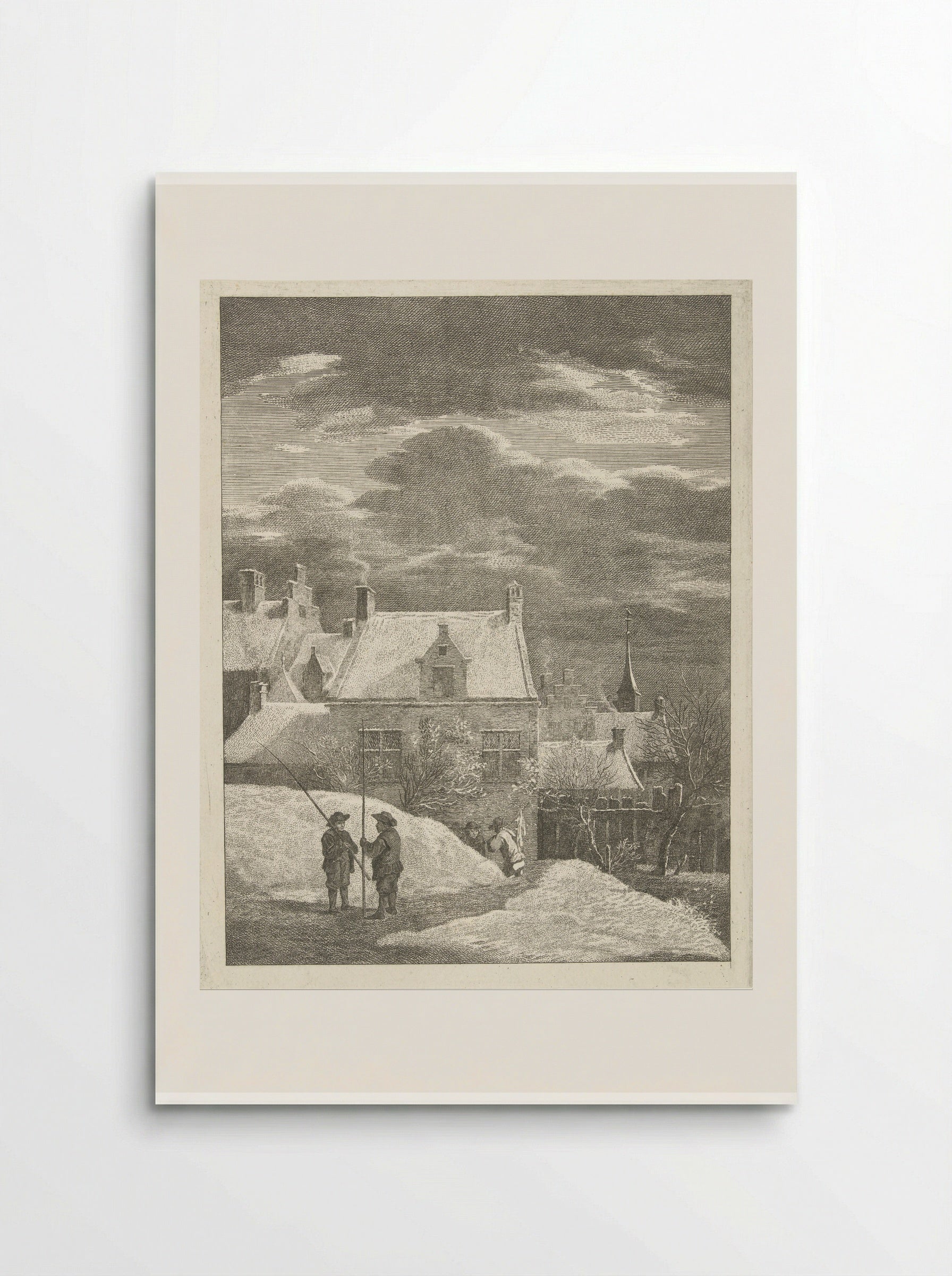 Stadsgezicht in de sneeuw - Abraham Delfos - Poster