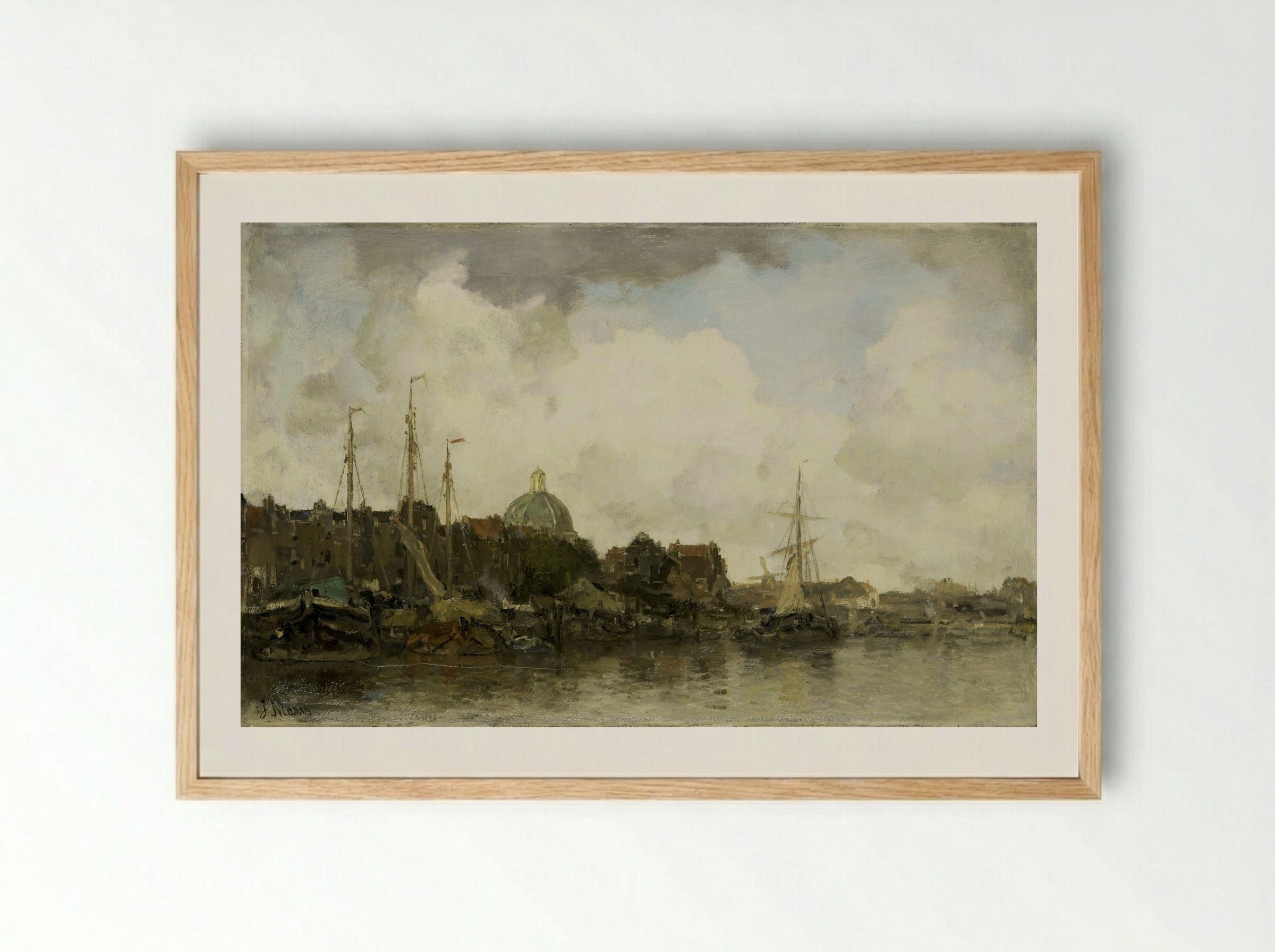 Stadsgezicht met koepelkerk - Jacob Maris - Framed Print Wood