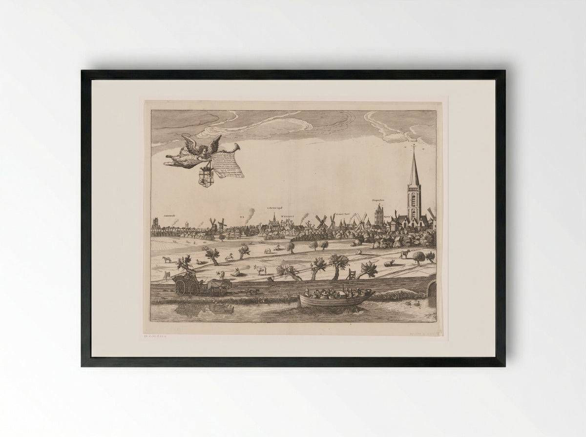 Stadsgezicht van Utrecht (eerste deel) - Jan Hendriksz. Verstraelen - Framed Print Black
