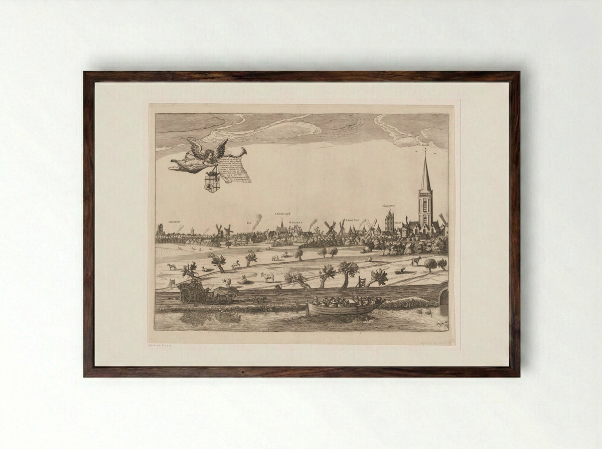 Stadsgezicht van Utrecht (eerste deel) - Jan Hendriksz. Verstraelen - Framed Print Dark Wood