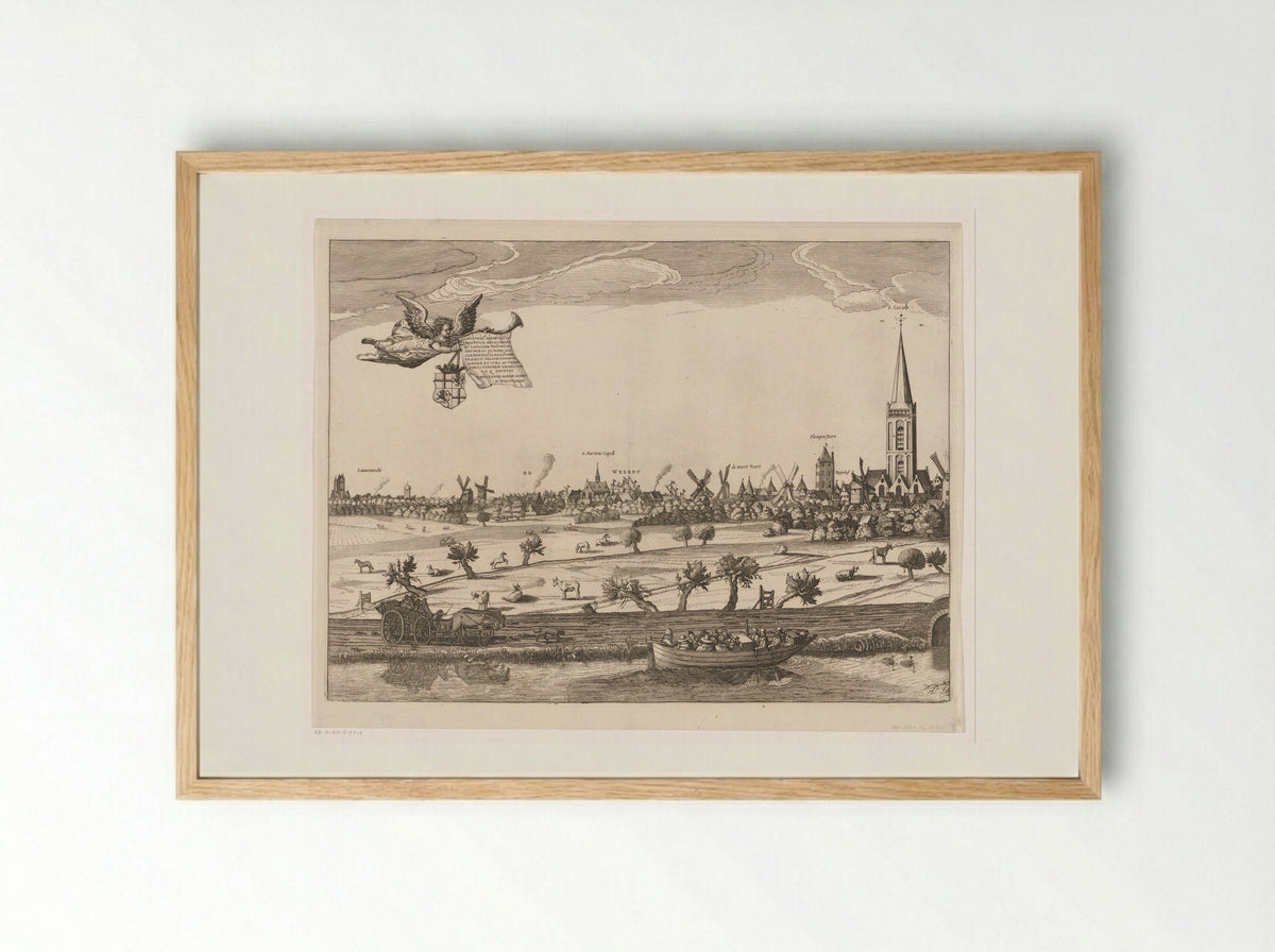 Stadsgezicht van Utrecht (eerste deel) - Jan Hendriksz. Verstraelen - Framed Print Wood