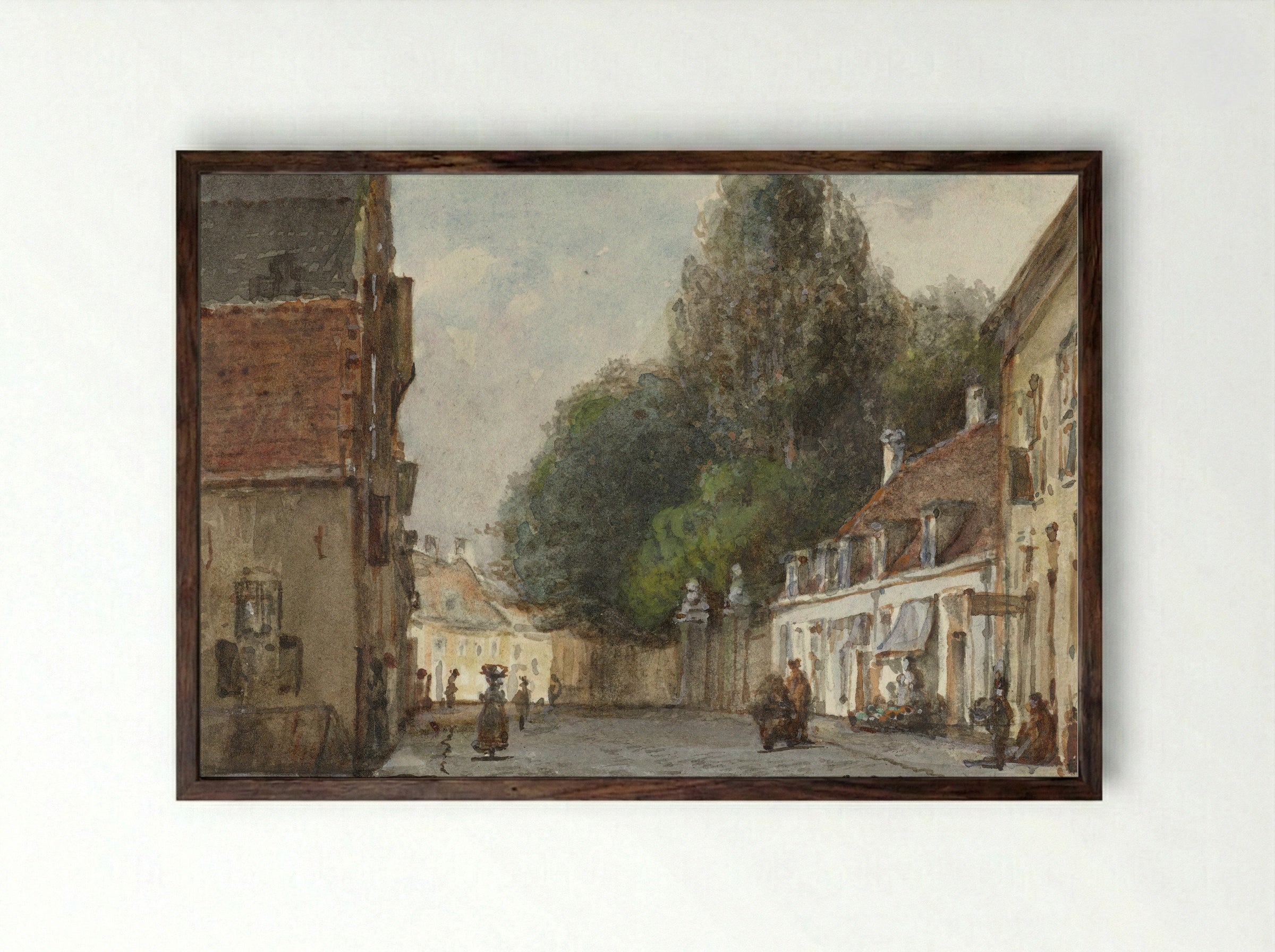 Stadsgezicht - Carel Jacobus Behr - Framed Print Dark Wood