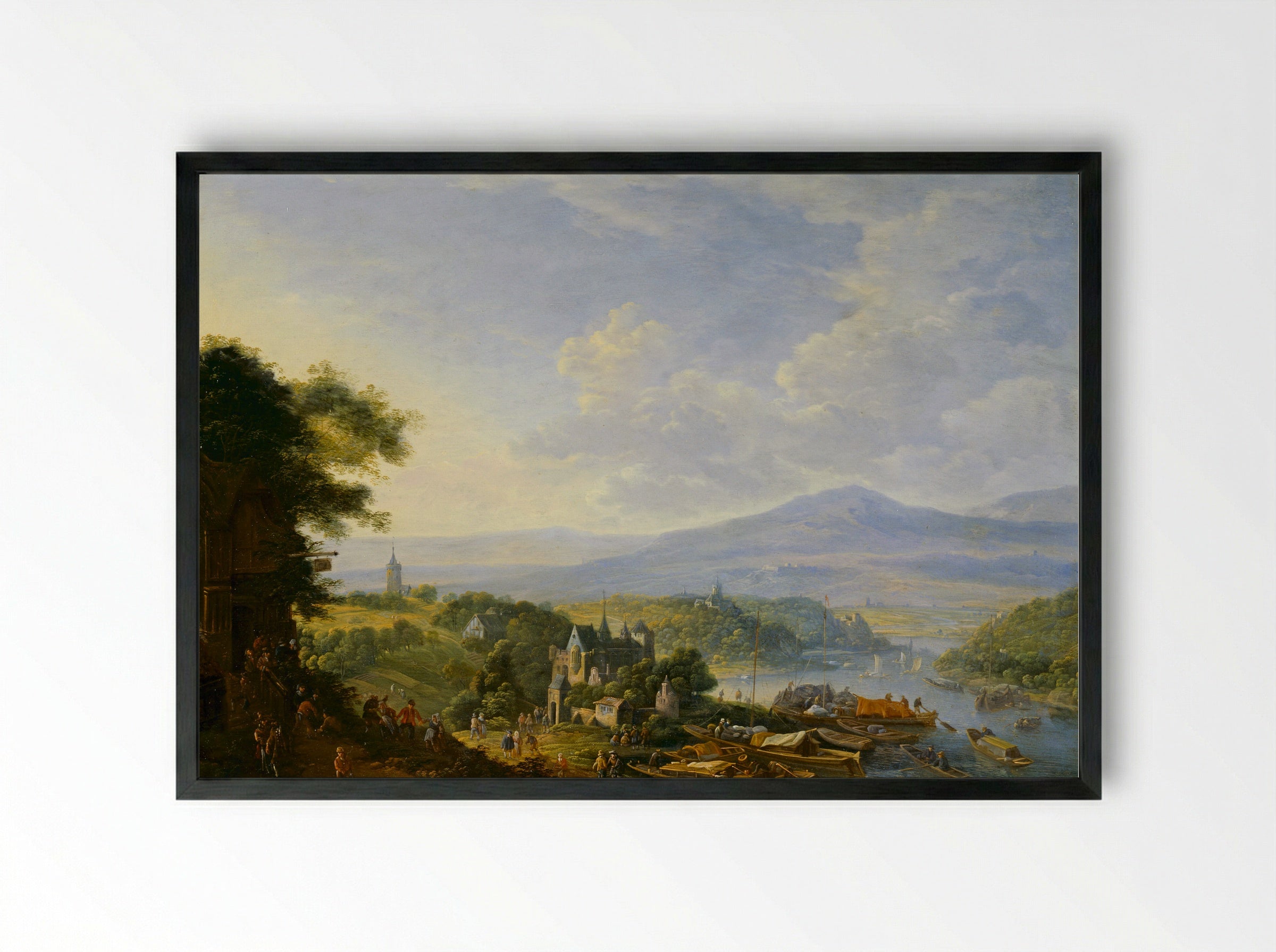Stadshuizen boven een gracht - Jan Griffier (I) - Framed Print Black