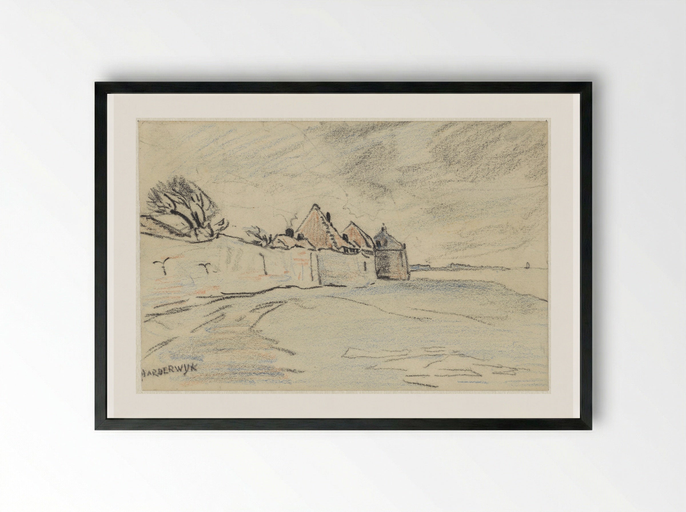 Stadswallen van Harderwijk - Adolf le Comte - Framed Print Black