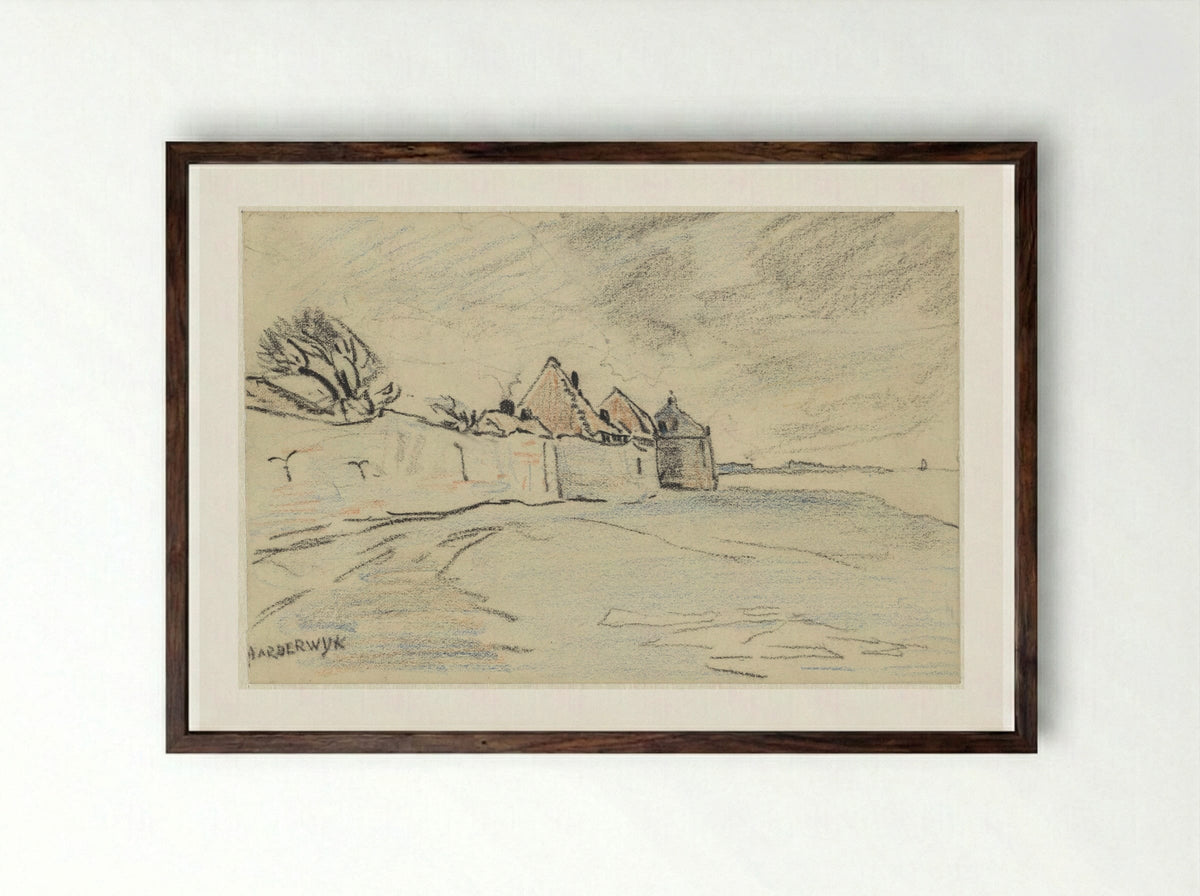 Stadswallen van Harderwijk - Adolf le Comte - Framed Print Dark Wood