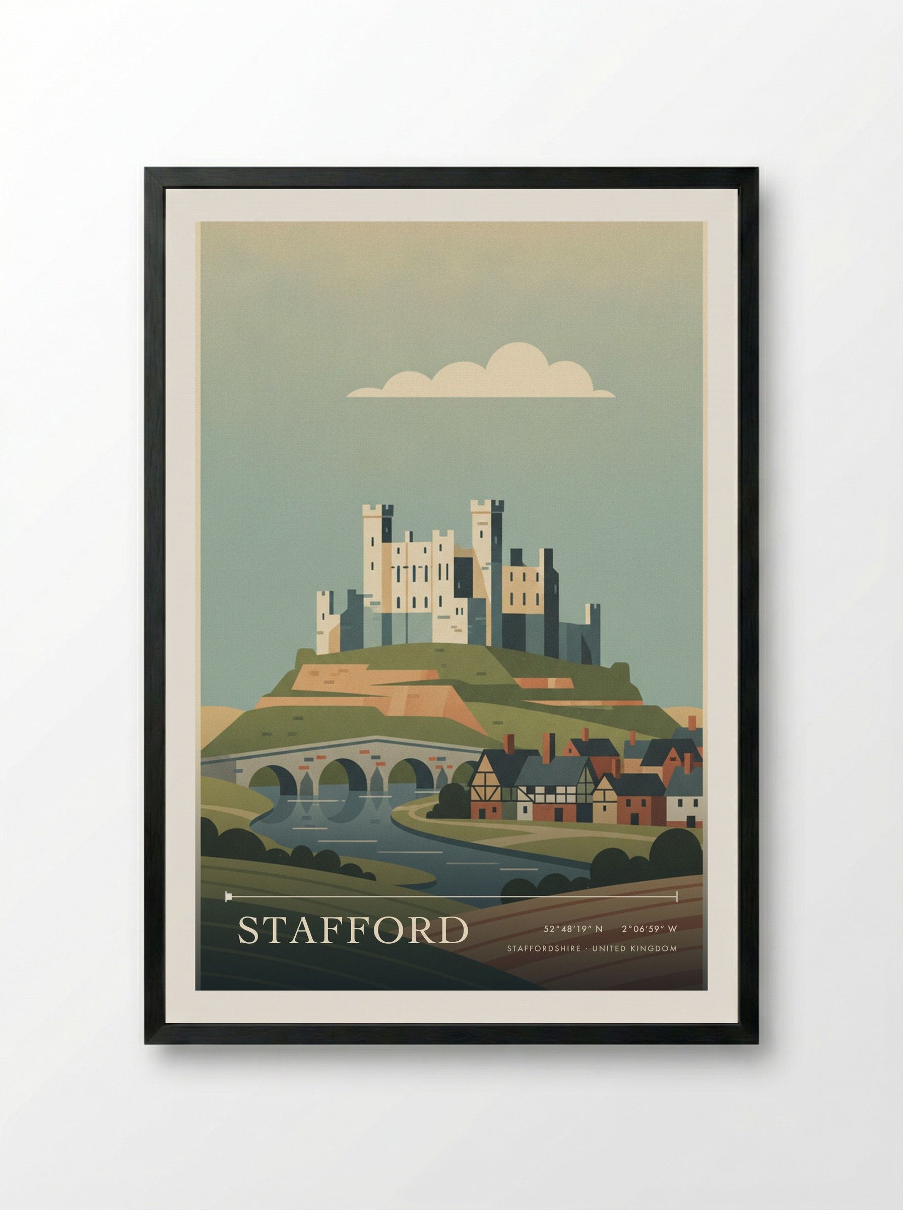 Stafford Staffordshire United Kingdom Travel Poster - Framed Print Black