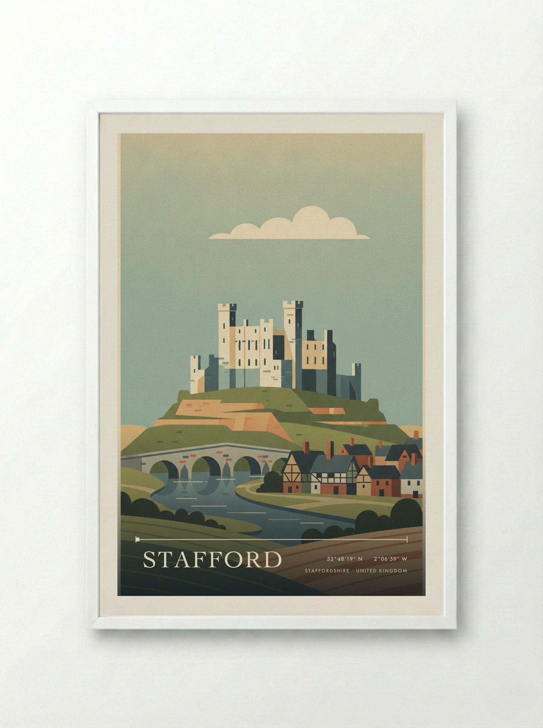 Stafford Staffordshire United Kingdom Travel Poster - Framed Print White