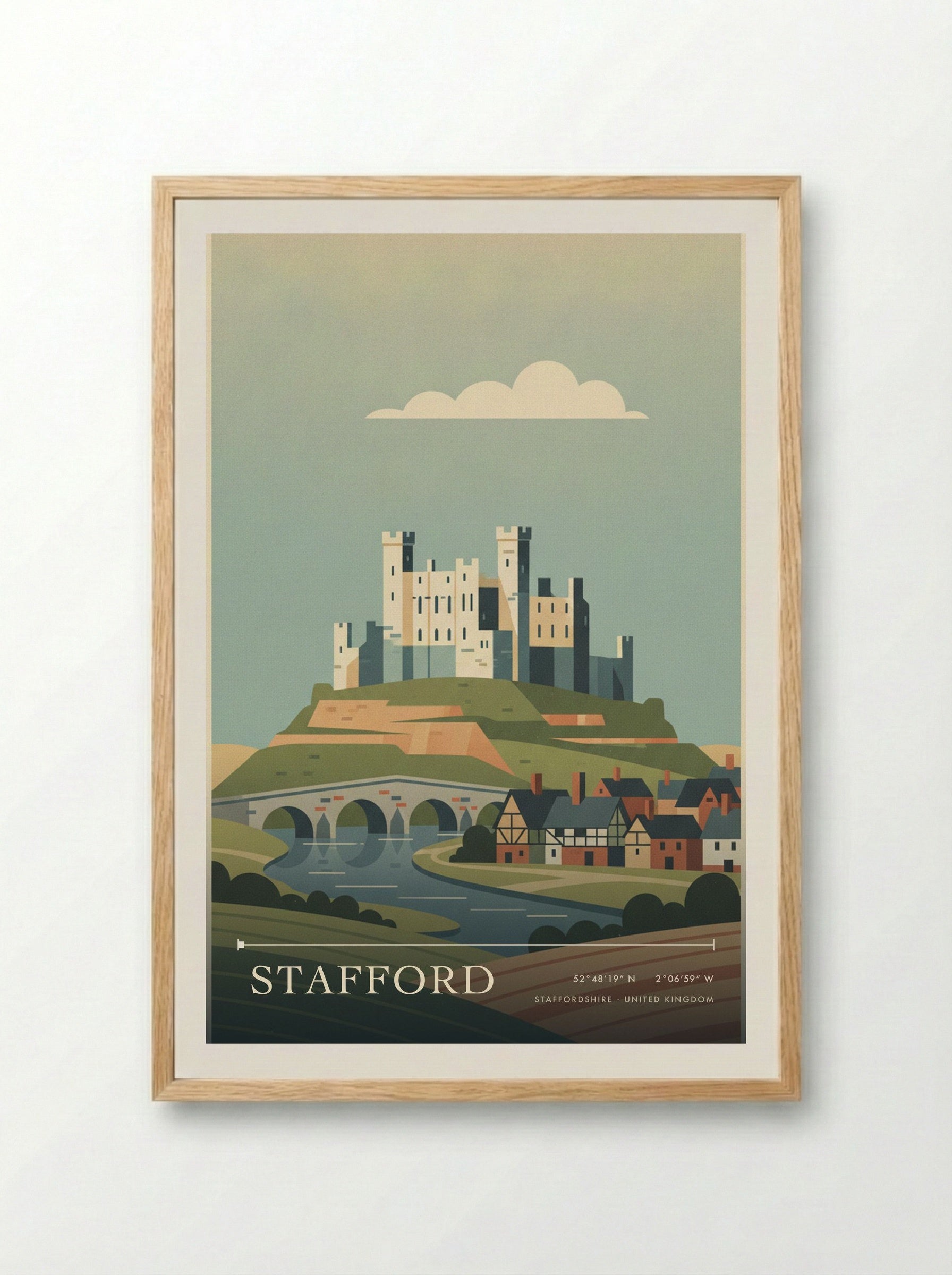 Stafford Staffordshire United Kingdom Travel Poster - Framed Print Wood