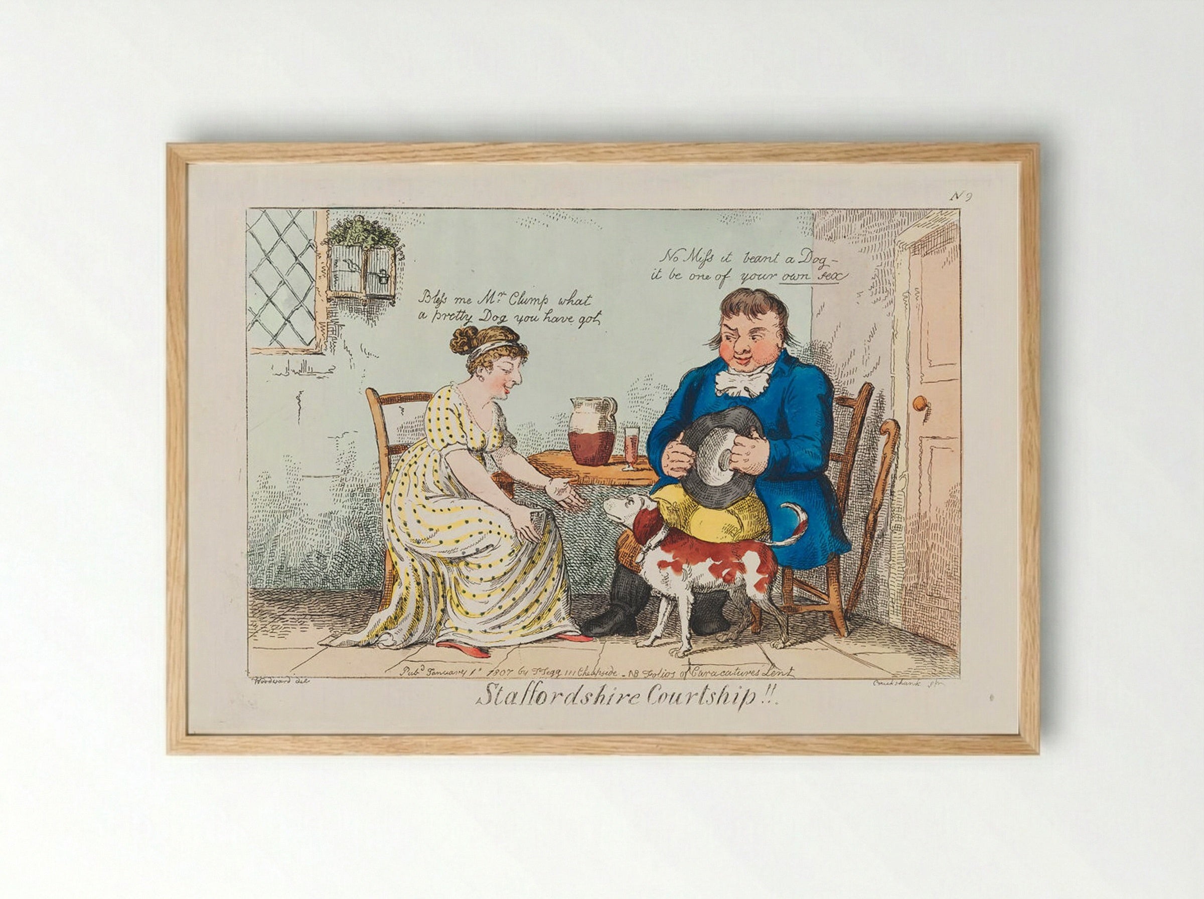 Staffordshire Courtship!! - George Cruikshank - Framed Print Wood
