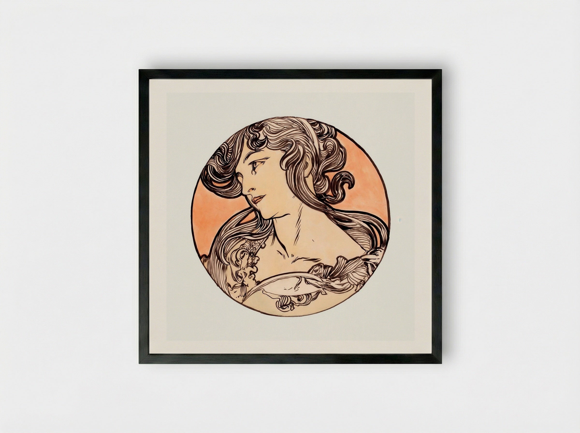 Stained Glass Window Design for Fouquet Boutique - Alphonse Mucha - Framed Print Black