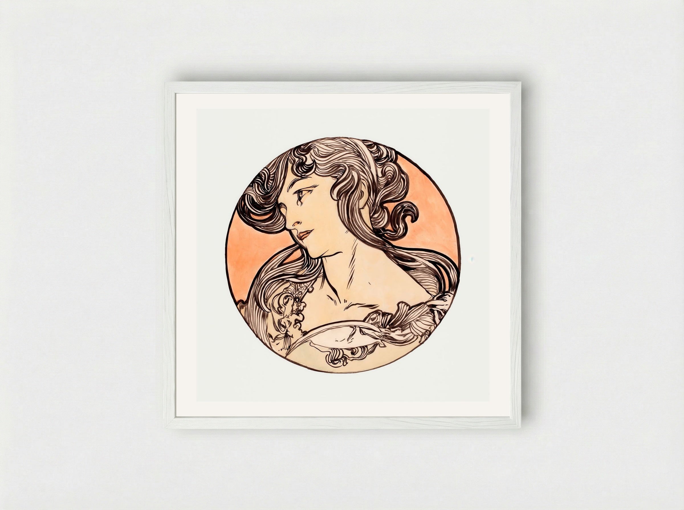 Stained Glass Window Design for Fouquet Boutique - Alphonse Mucha - Framed Print White