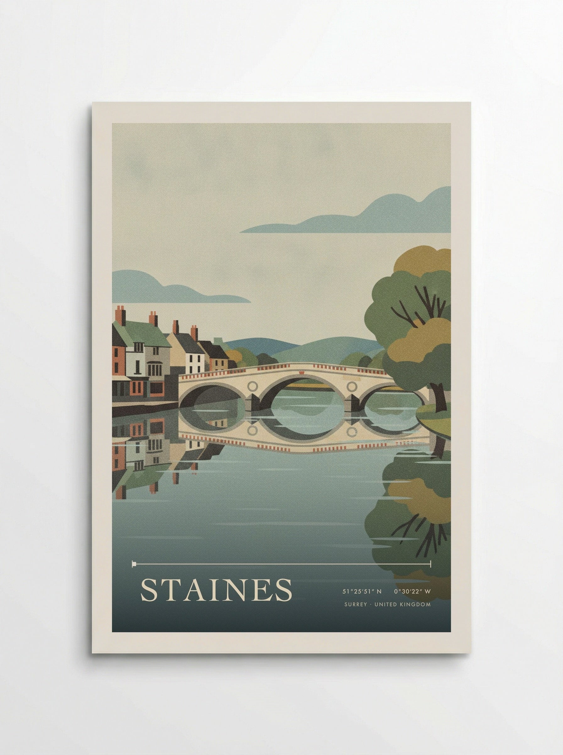Staines Surrey United Kingdom Travel Poster - Poster