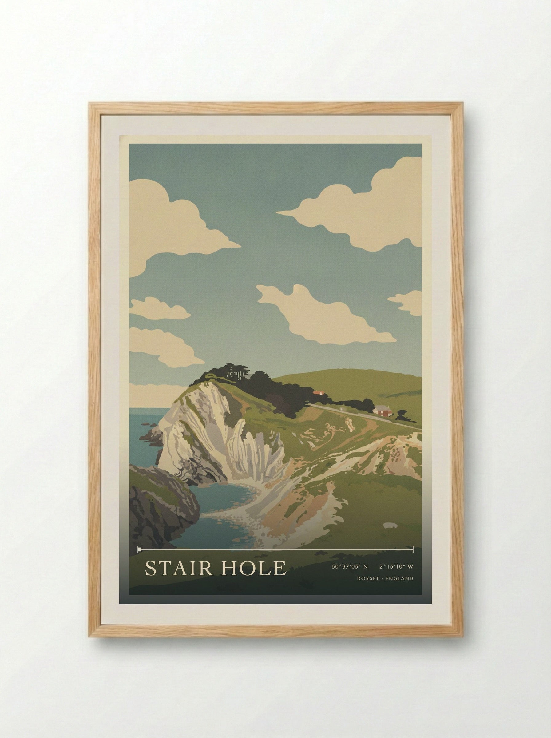 Stair Hole Dorset England Travel Poster - Framed Print Wood