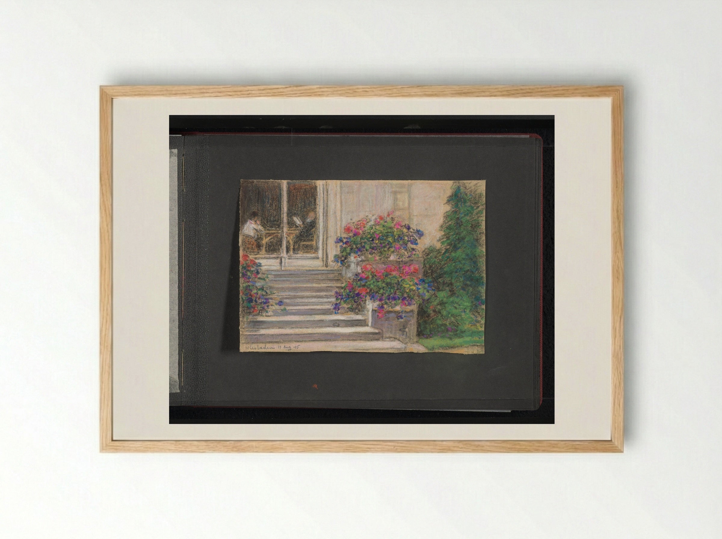 Stairs with Flower Boxes in Wiesbaden - Carel Nicolaas Storm van 's-Gravesande - Framed Print Wood