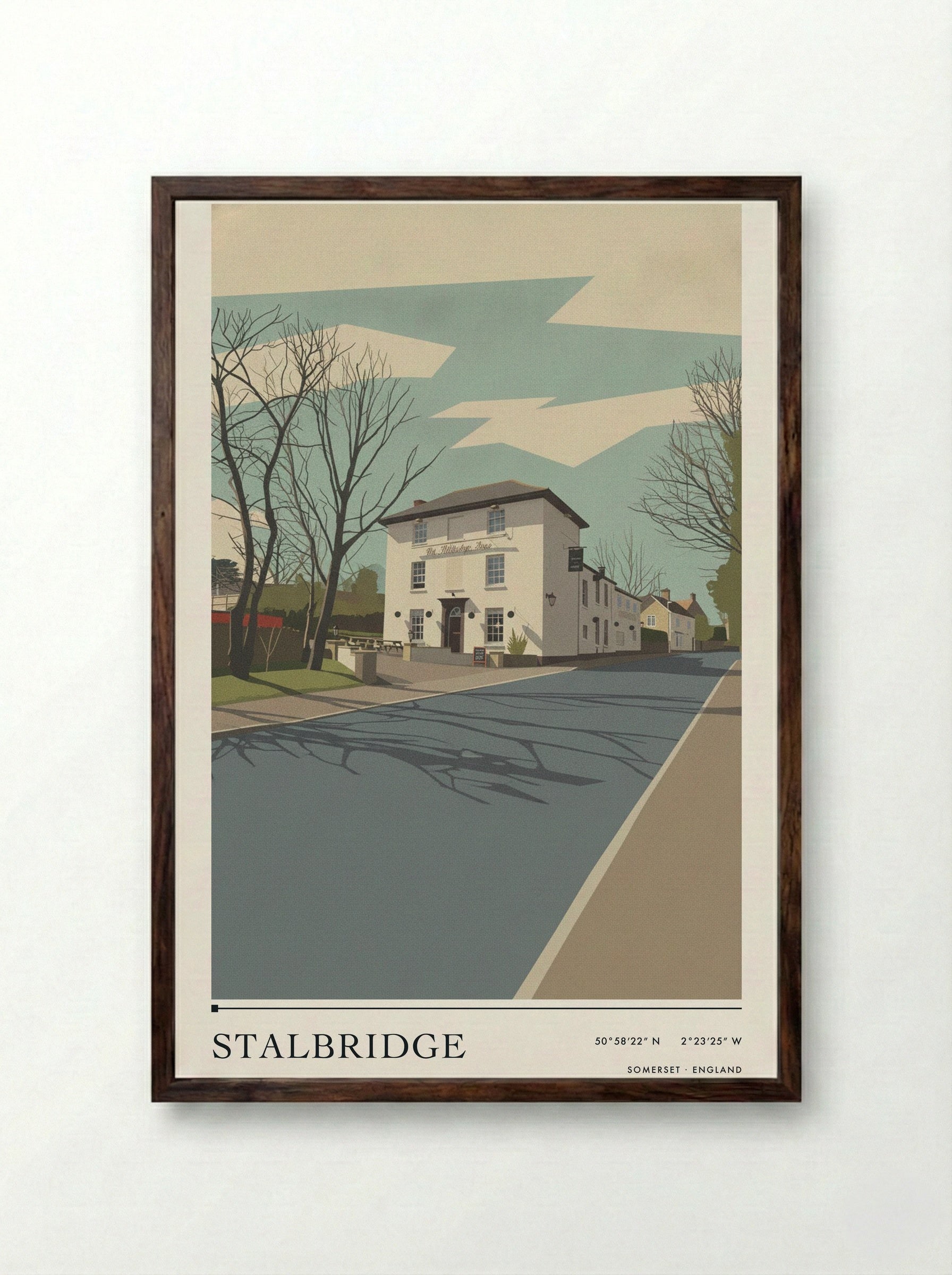 Stalbridge Somerset England Travel Poster - Framed Print Dark Wood