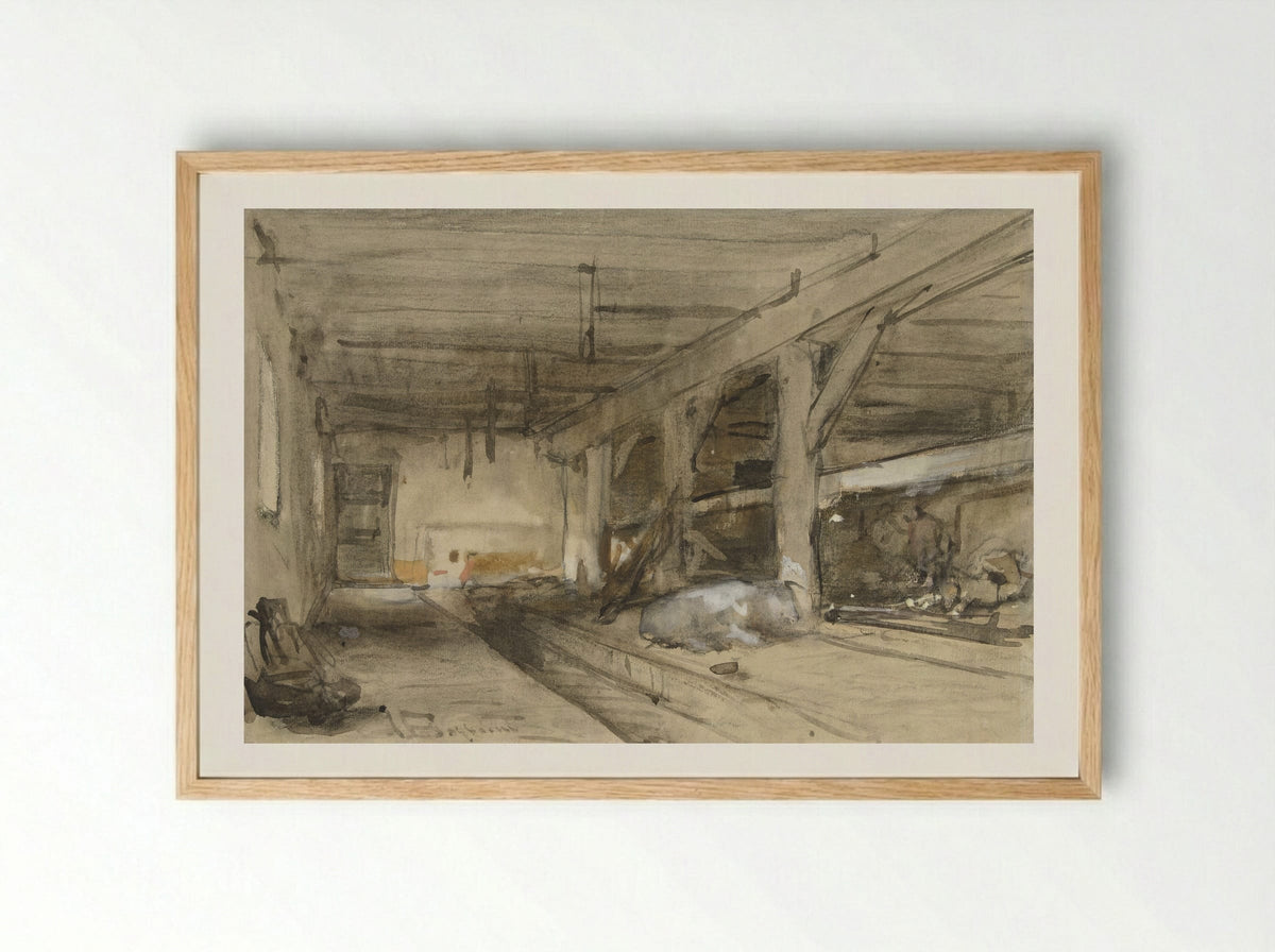 Stalinterieur (Stable Interior) - Johannes Bosboom - Framed Print Wood