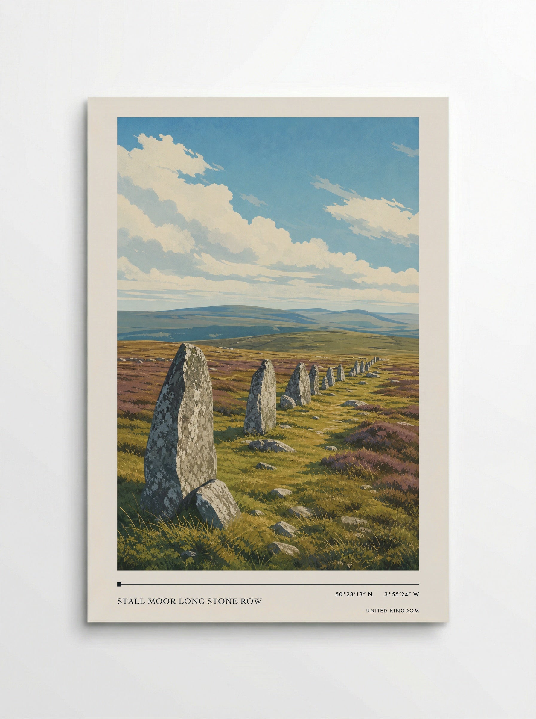 Stall Moor Long Stone Row United Kingdom Travel Poster - Poster