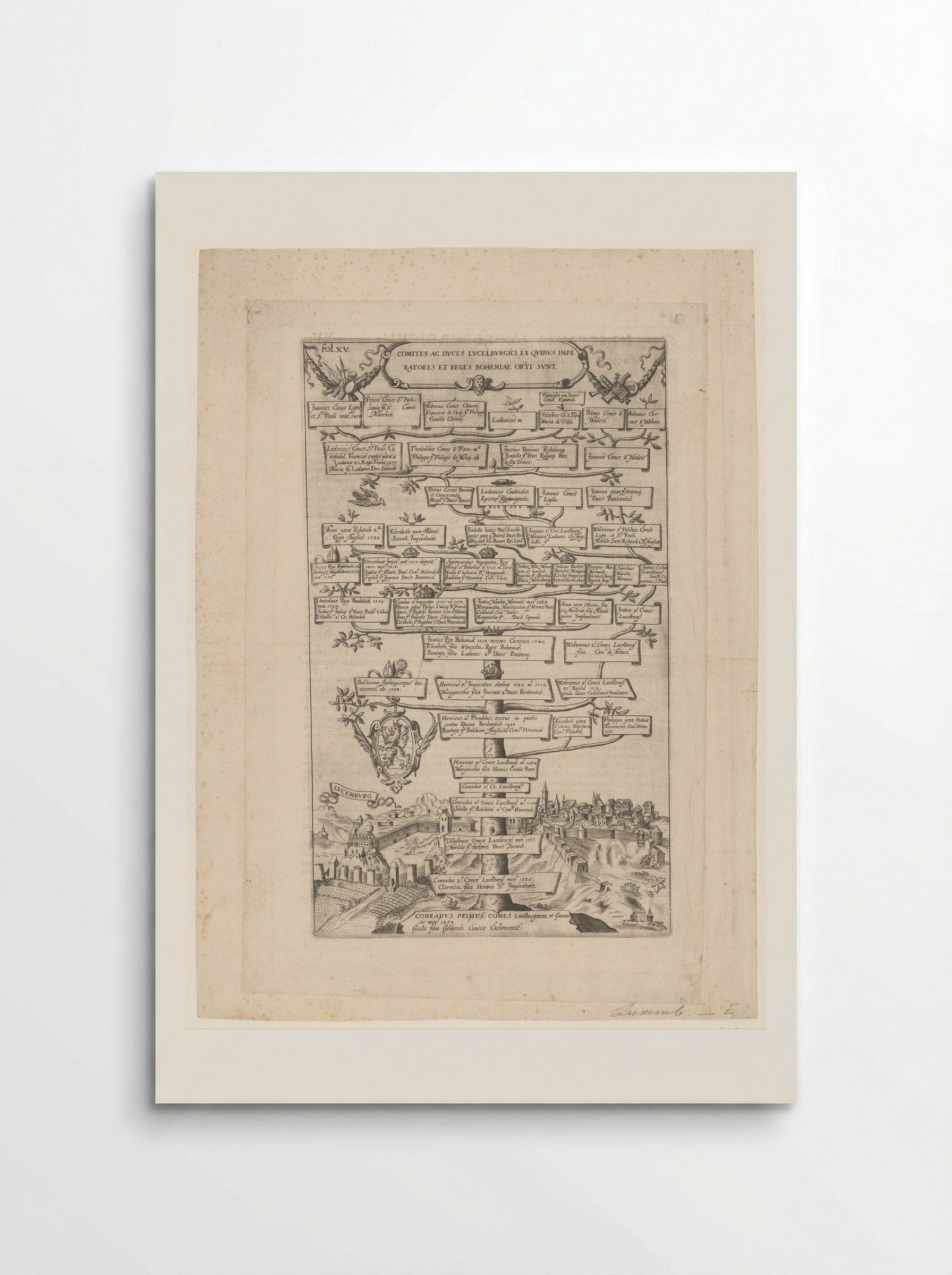Stamboom van de graven en hertogen van Luxemburg, 1050-1476 - Dominicus Custos - Poster