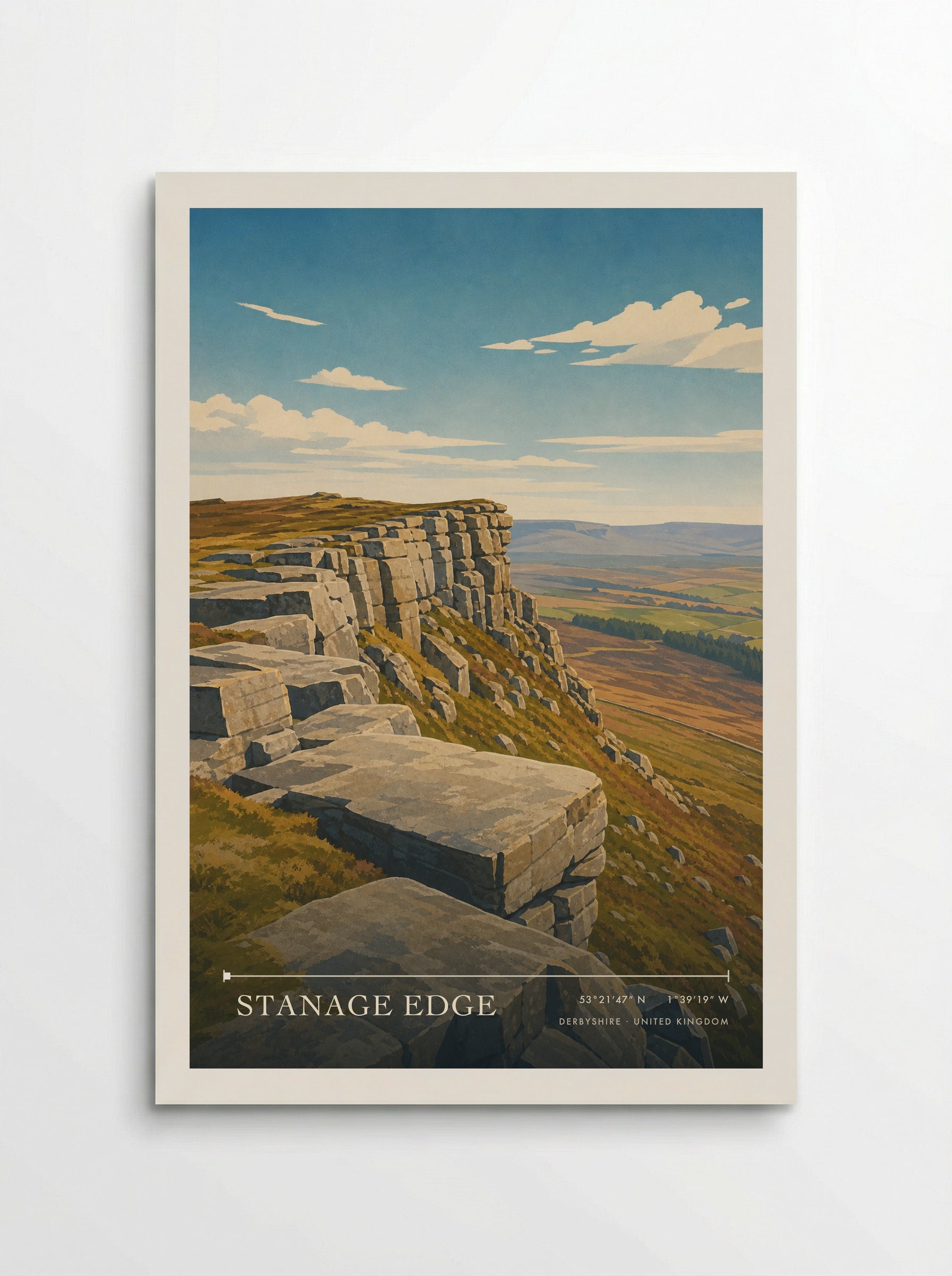 Stanage Edge Derbyshire United Kingdom Travel Poster - Poster