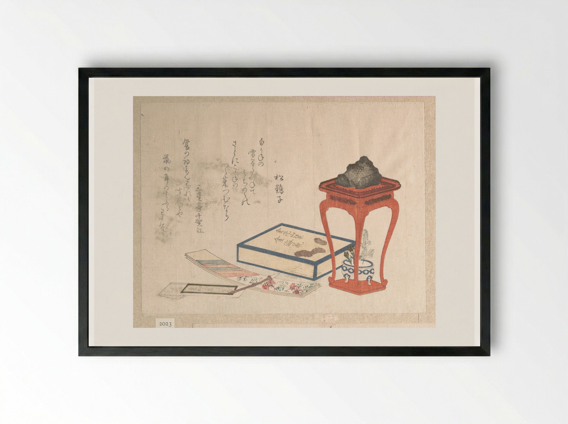 Stand, Box and Writing-Paper - Ryūryūkyo Shinsai - Framed Print Black