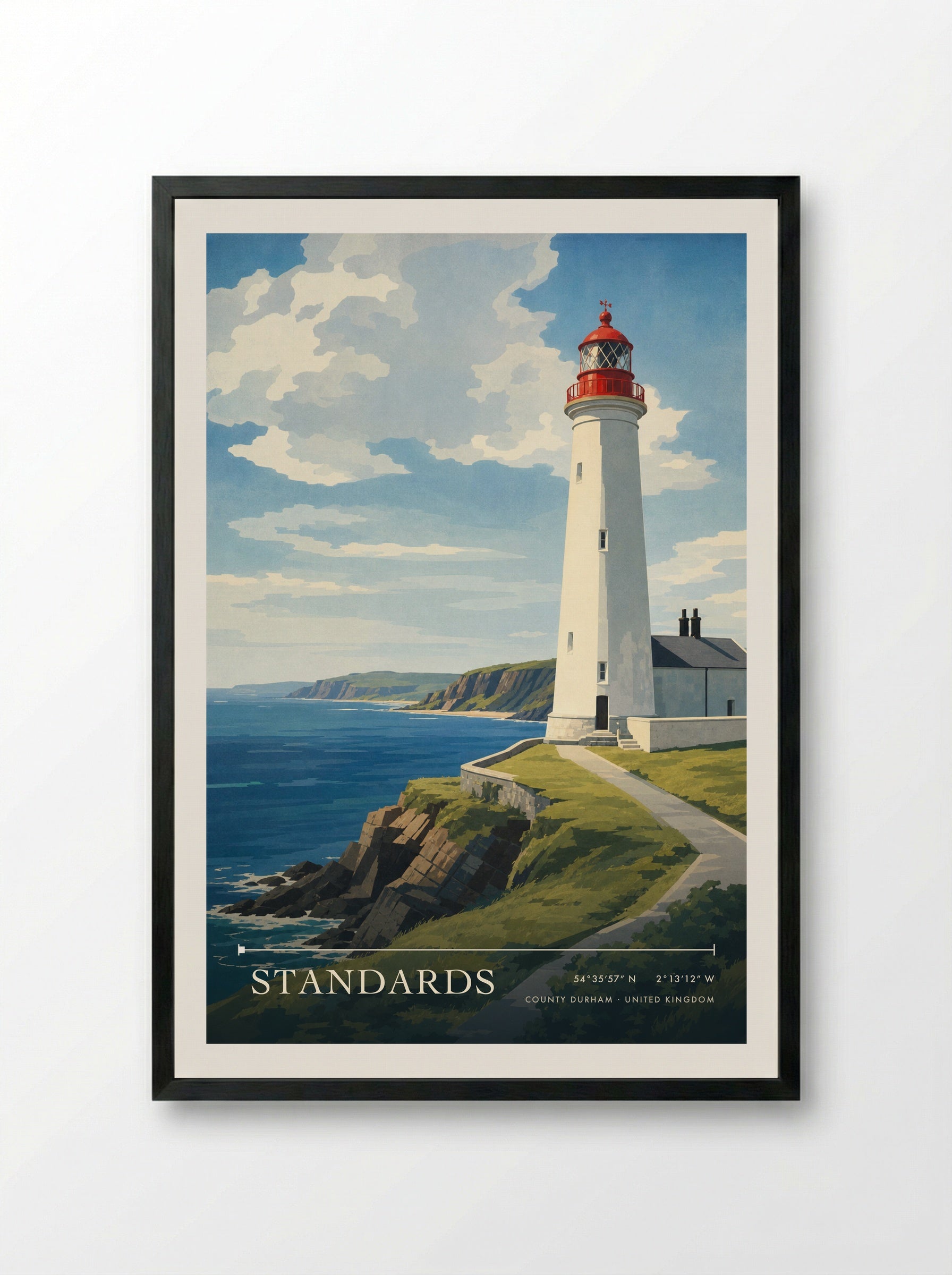 Standards County Durham United Kingdom Travel Poster - Framed Print Black