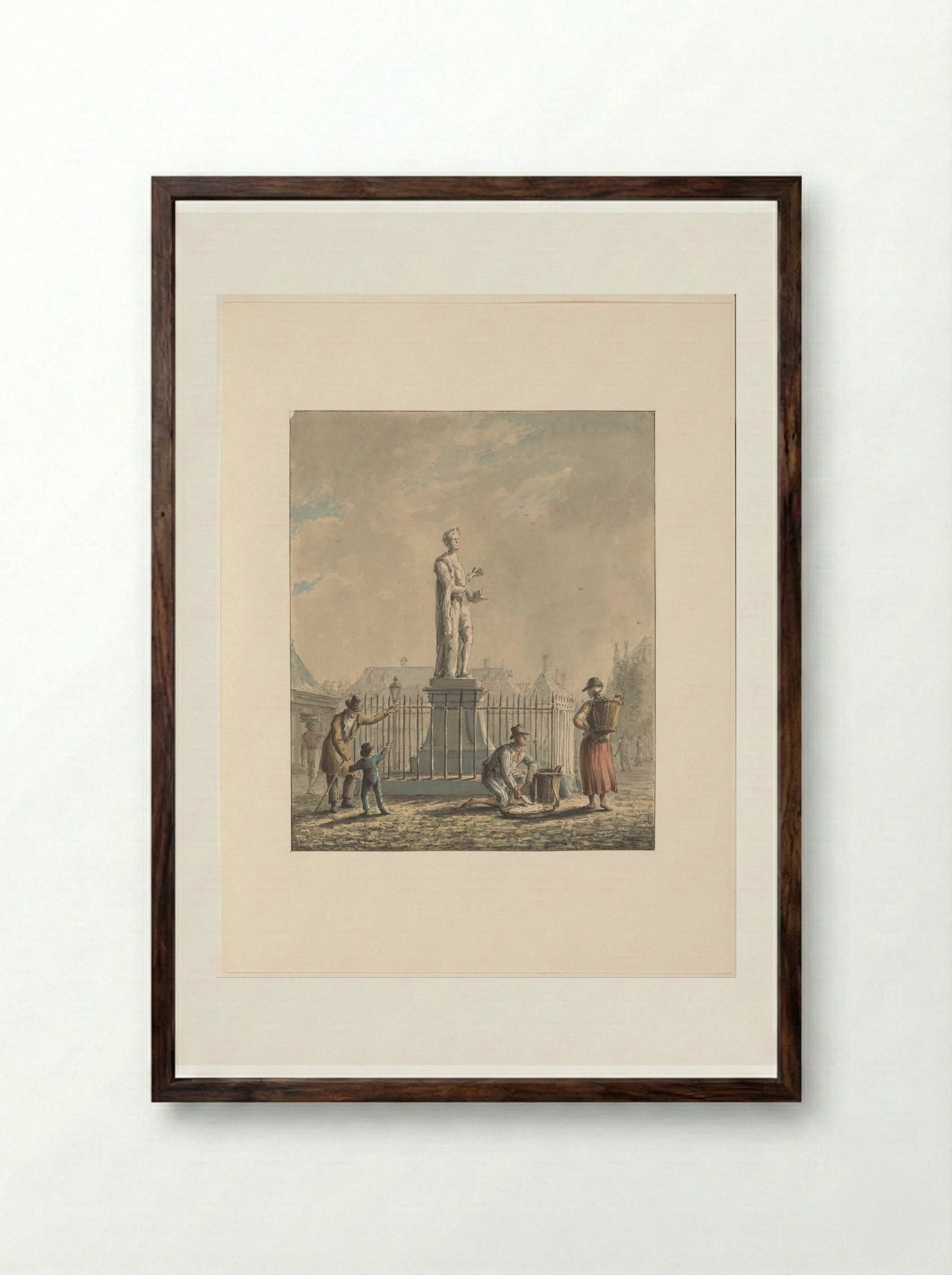 Standbeeld van Laurens Jansz. Coster te Haarlem - Johannes Jelgerhuis - Framed Print Dark Wood